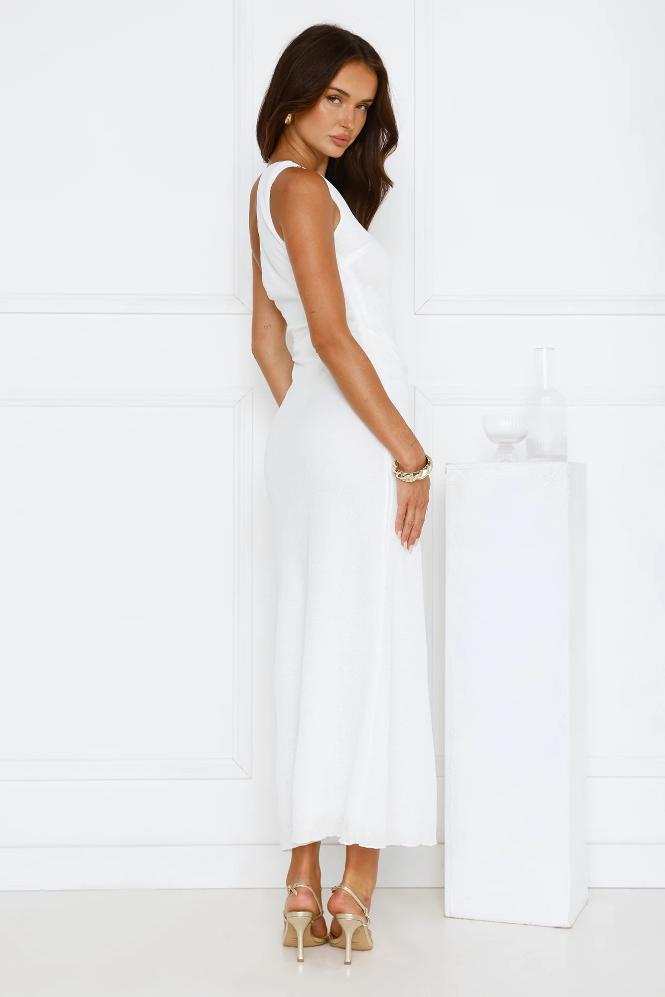 Tidal Dream One Shoulder Maxi Dress White - luluinthesky