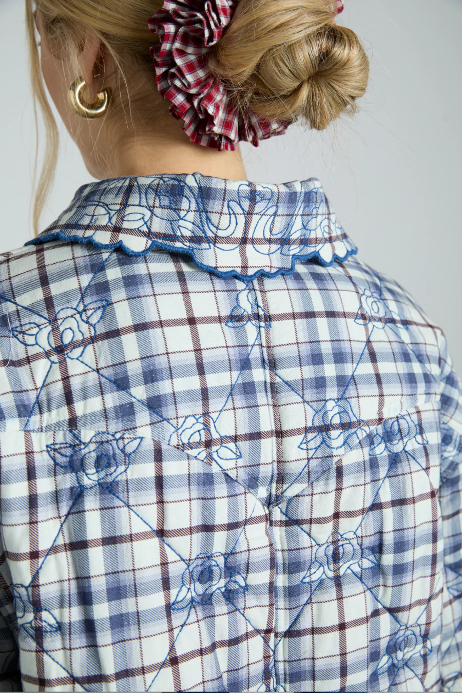 avery quilted jacket- navy check - luluinthesky