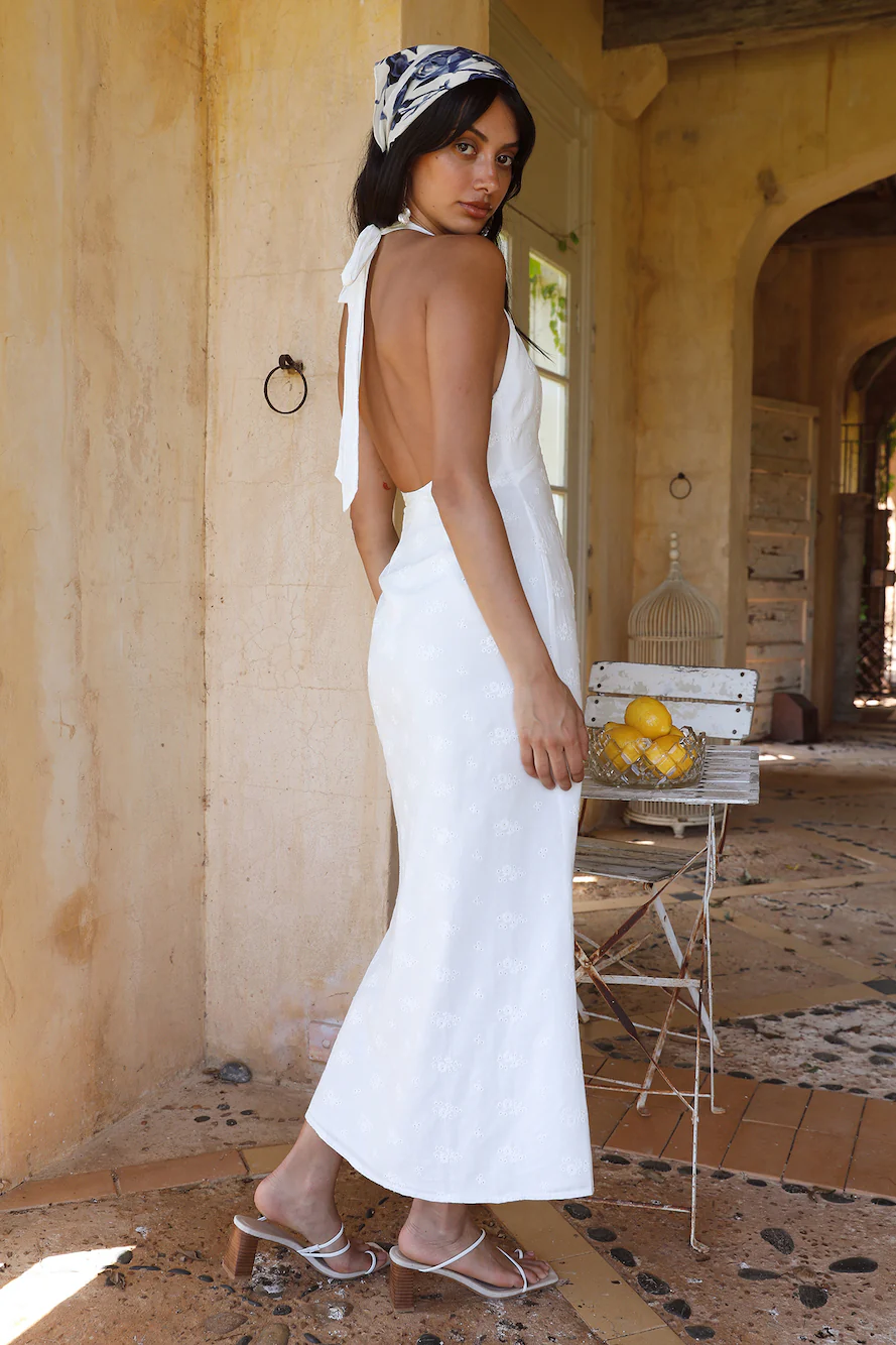 Thalassa Halter Midi Dress White - luluinthesky