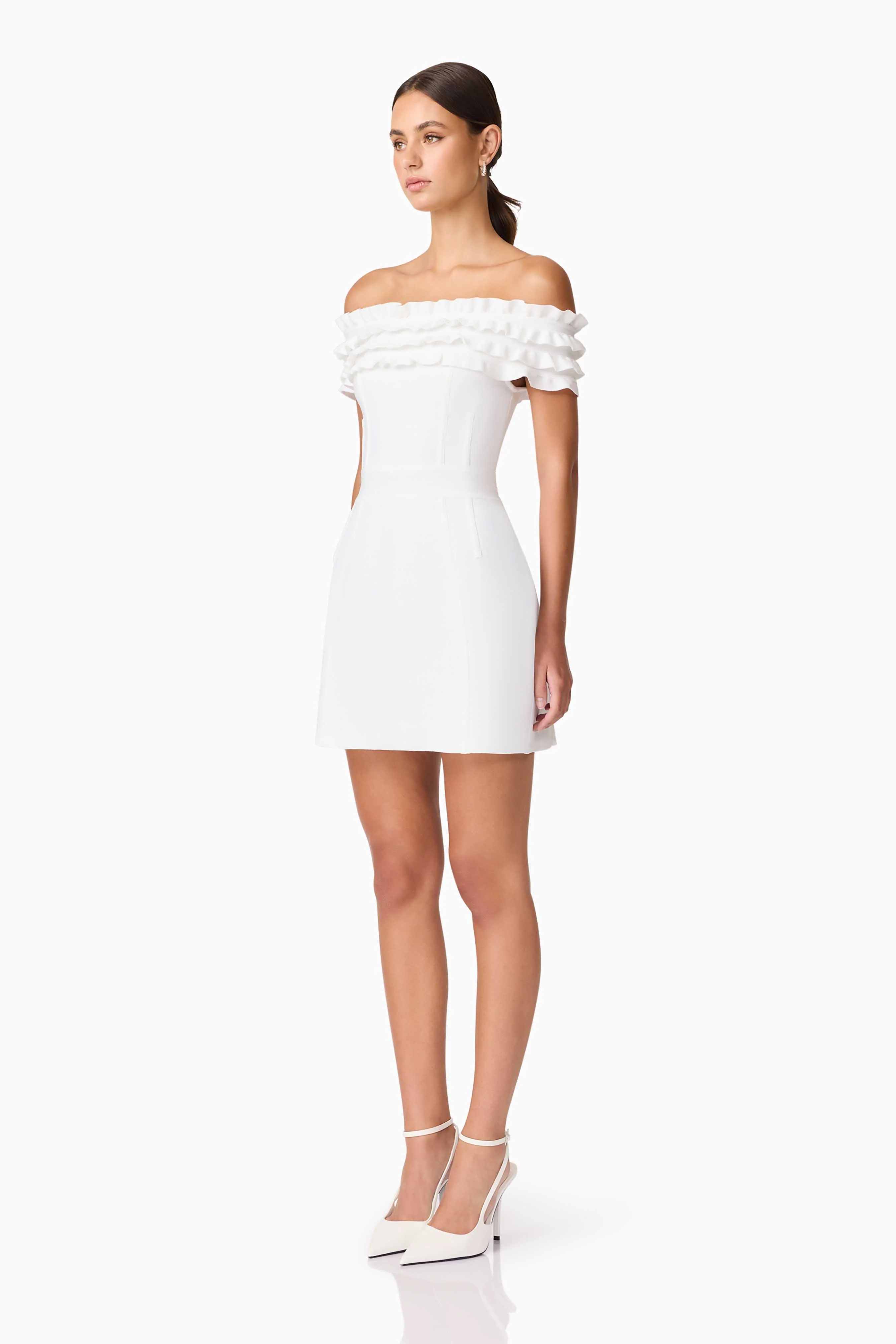 Sonya Off The Shoulder Mini Dress in White