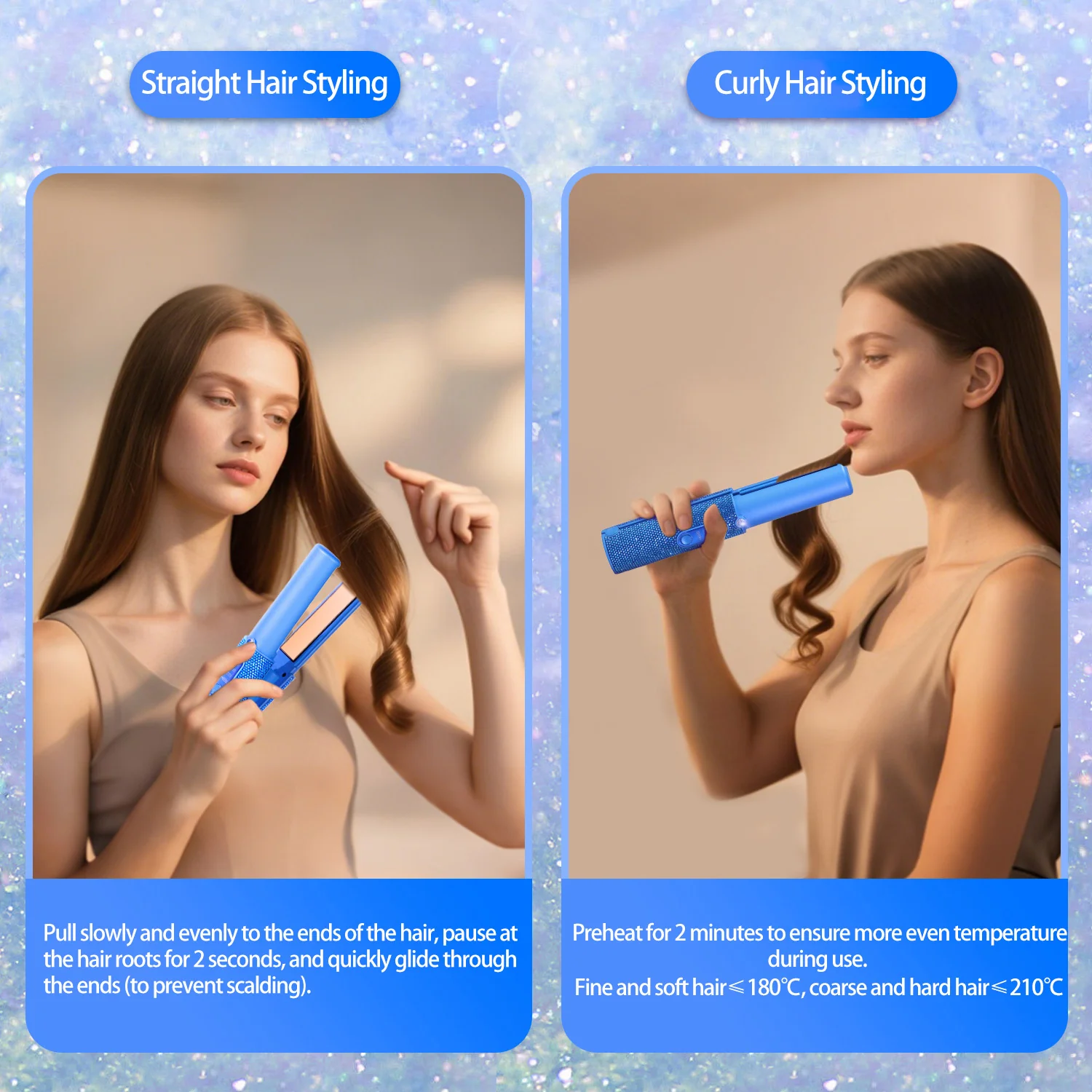 Wireless Cordless Hair Straightener 5000mAh Portable Flat Iron