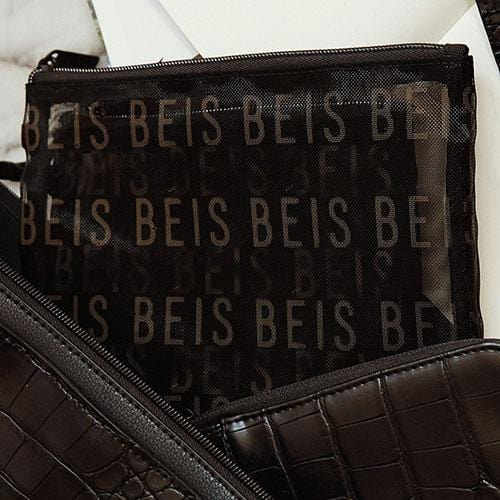 BEIS 'The Mesh Pouch Trio in Black