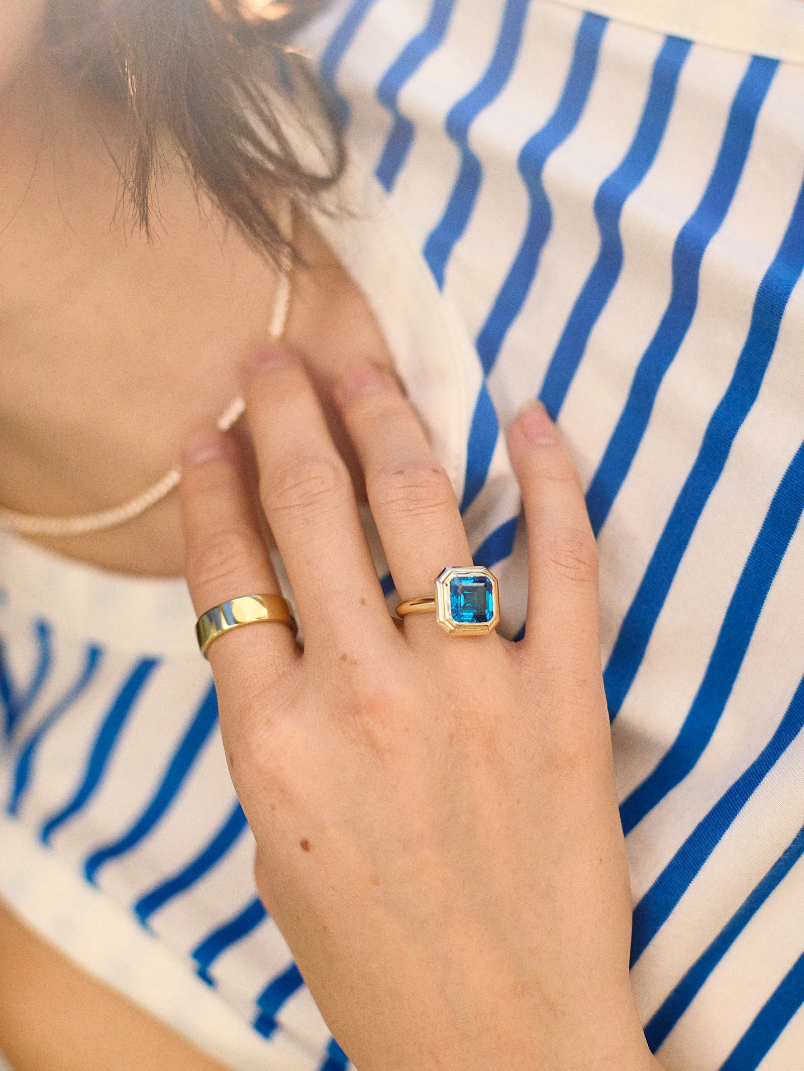 Gold Etched Bezel Custom Birthstone Ring - Crystal