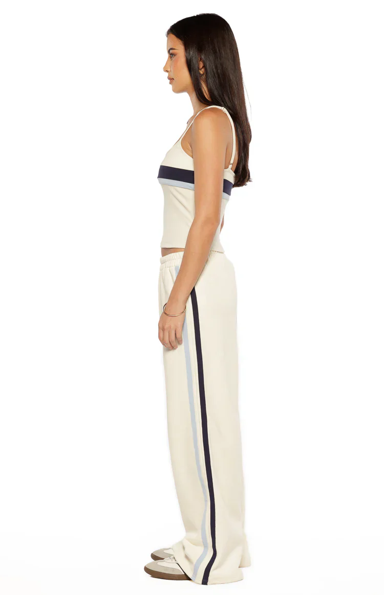 Leya White Contrast Stripe Singlet - luluinthesky