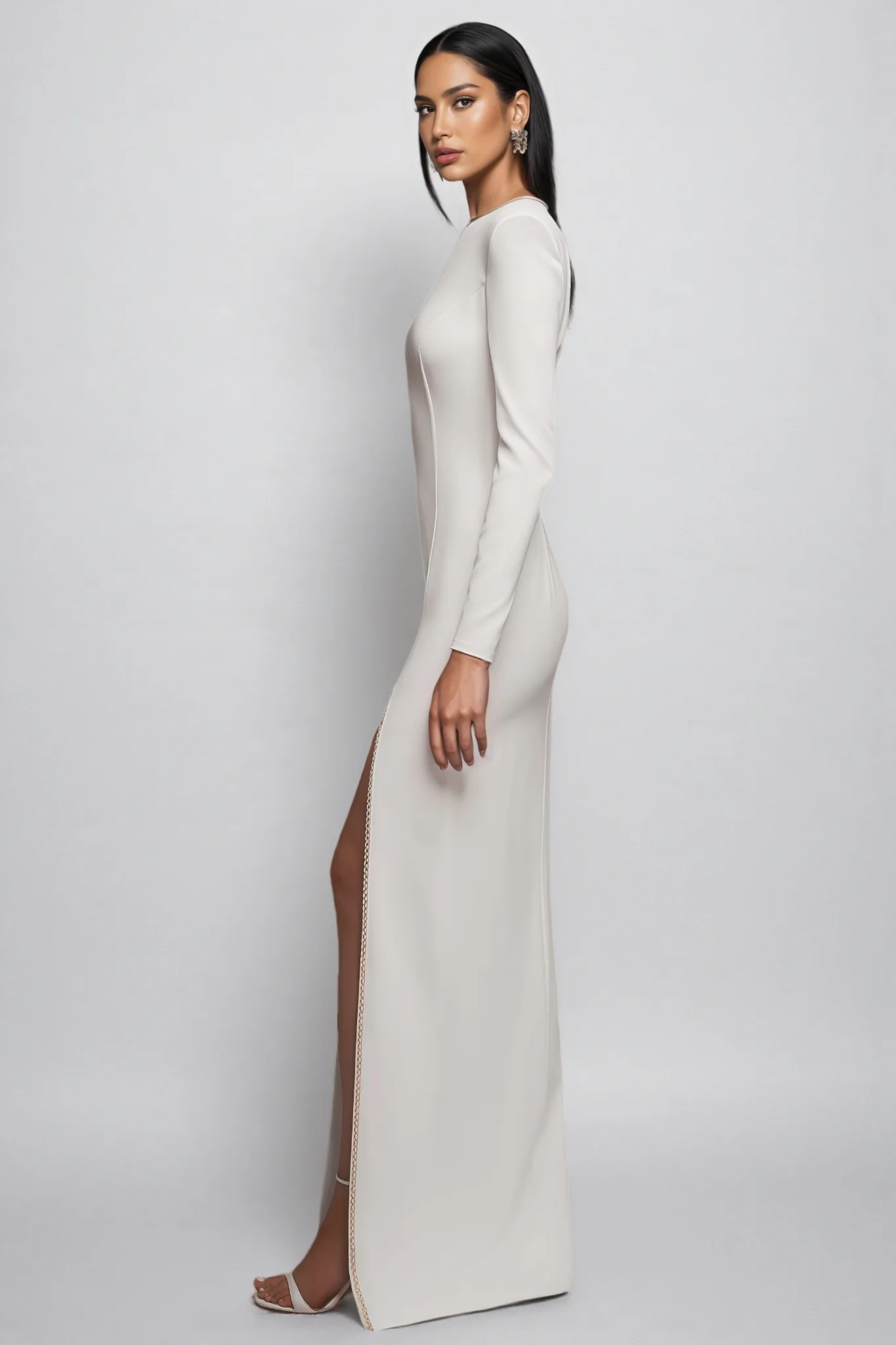 Lalia White Waisted Maxi Dress