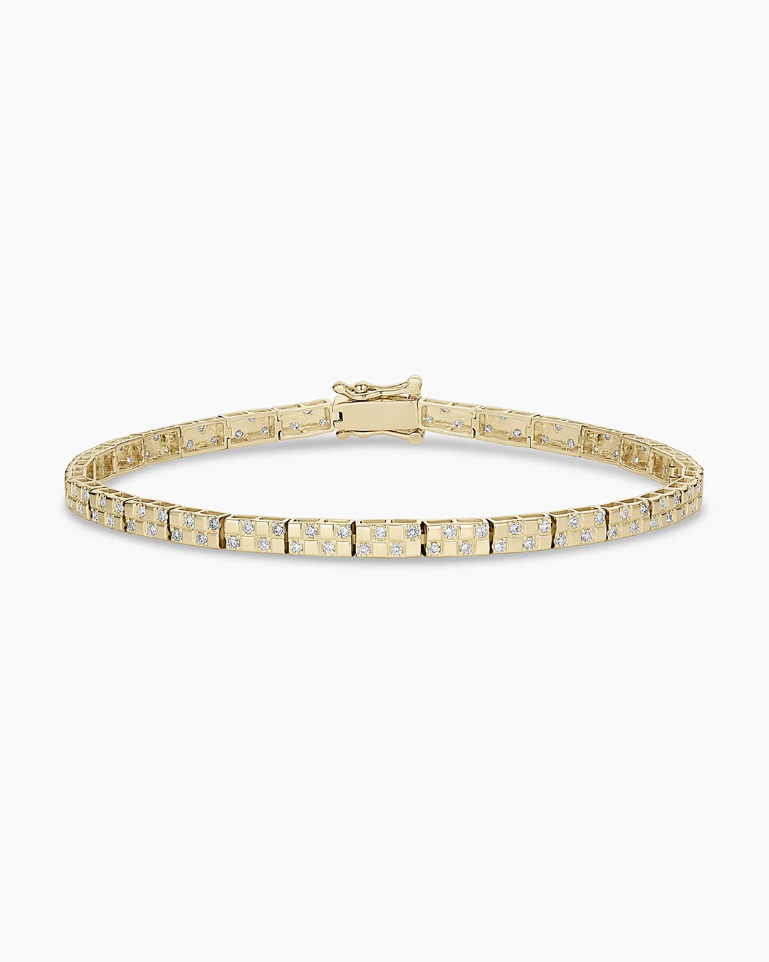 14K Diamond Checkered Tennis Bracelet