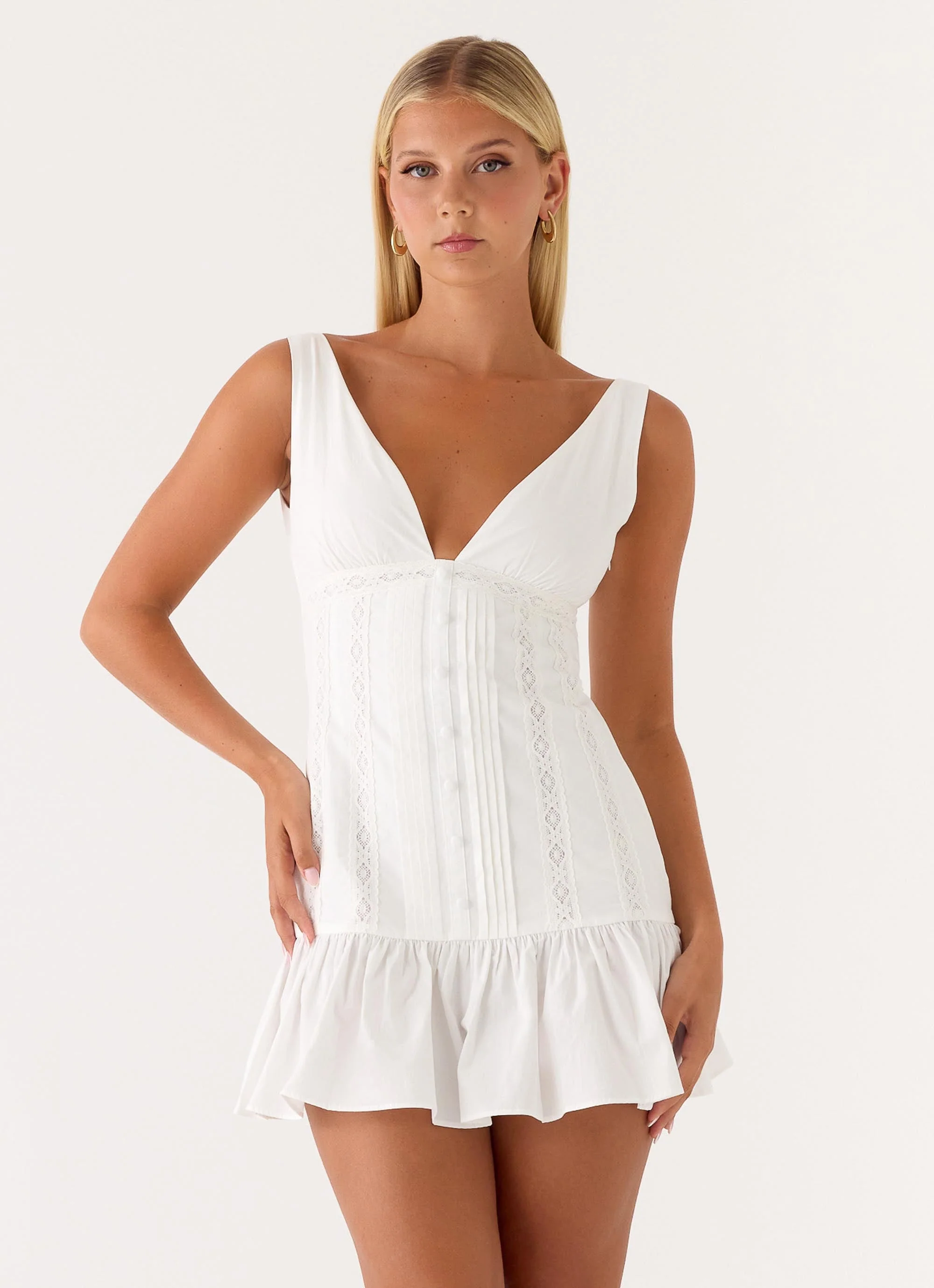 Gretel Mini Dress - White - luluinthesky