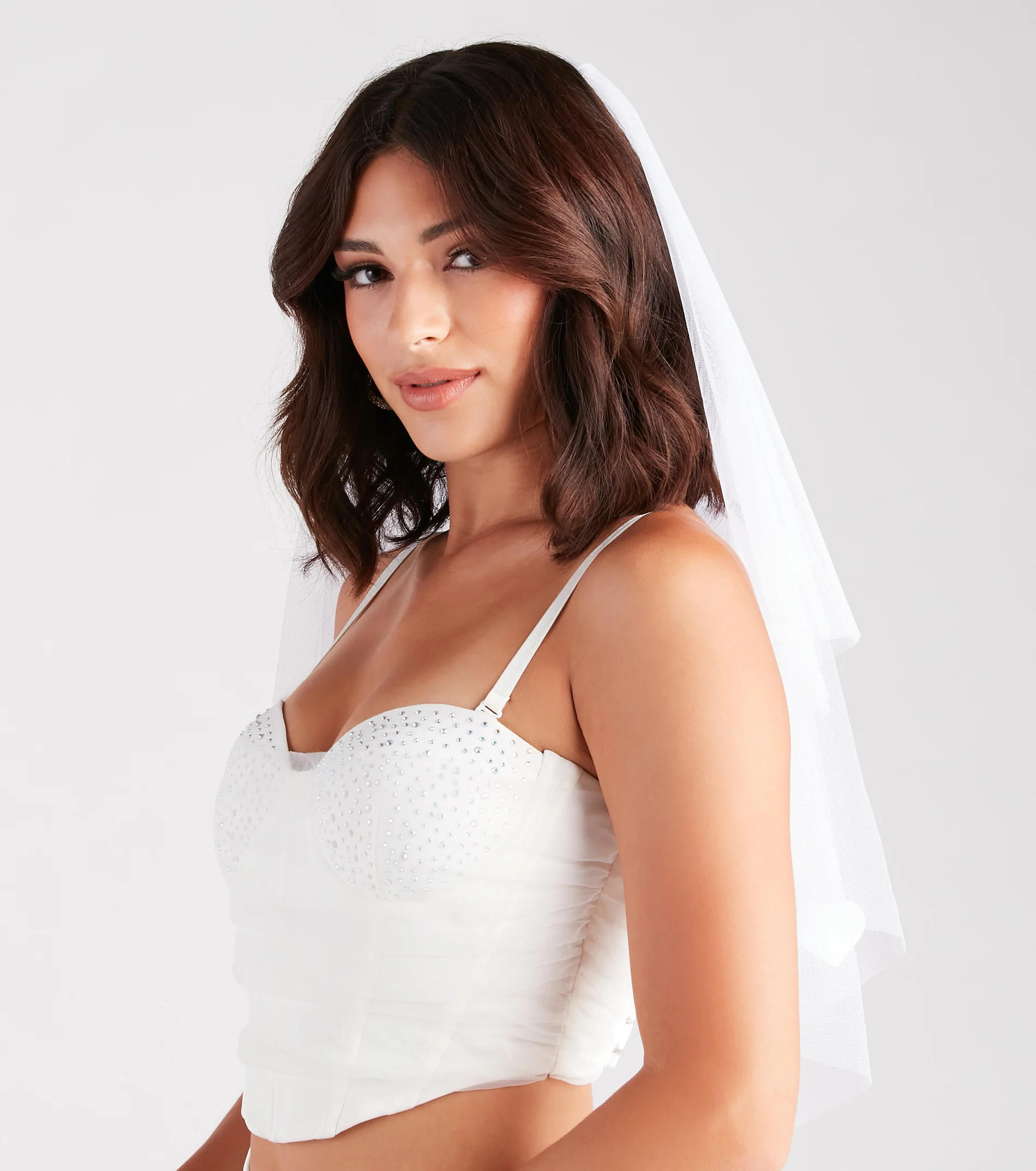 Bridal Babe Heart Applique Tulle Veil