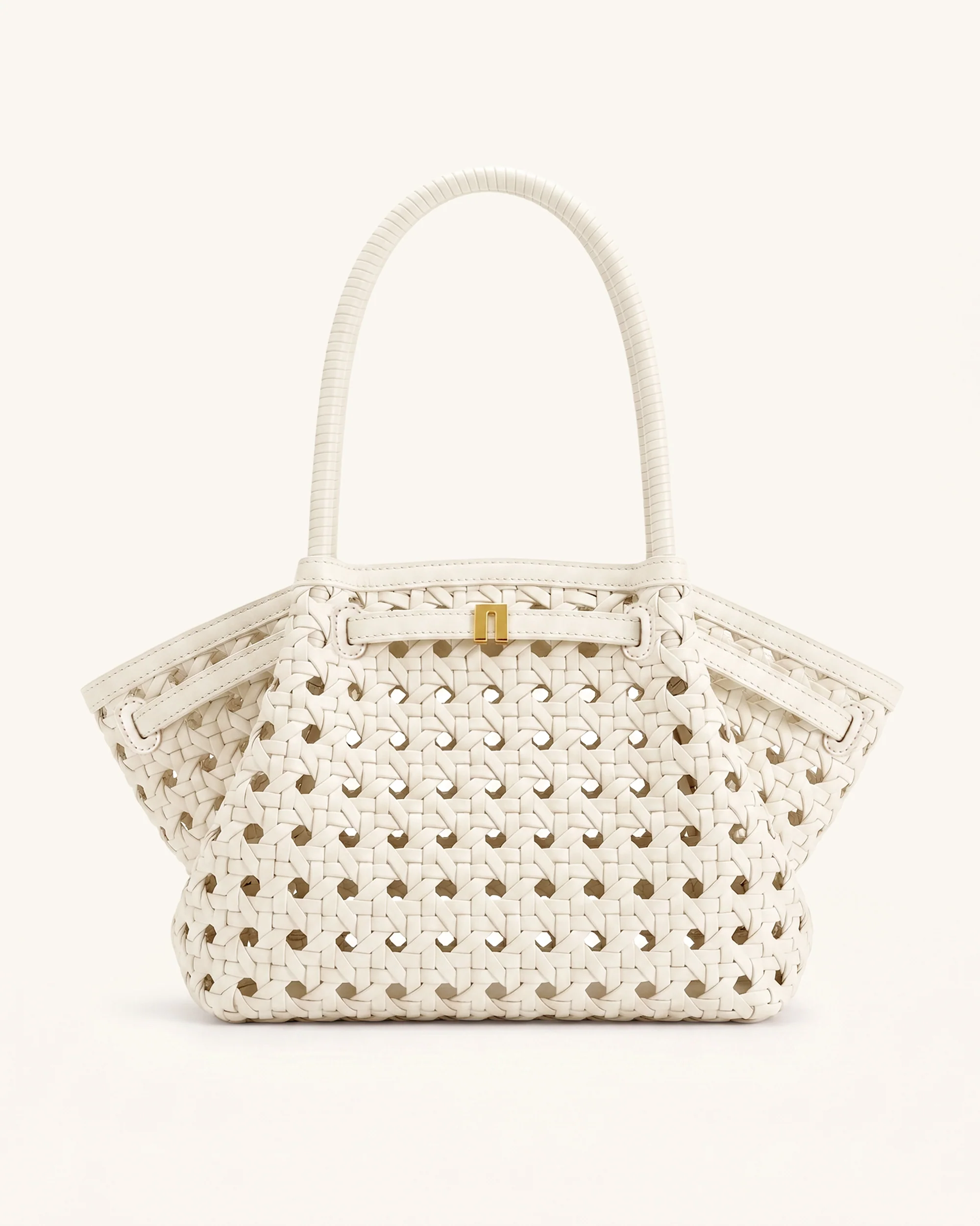 Hana Large Woven Tote Bag - Oat White