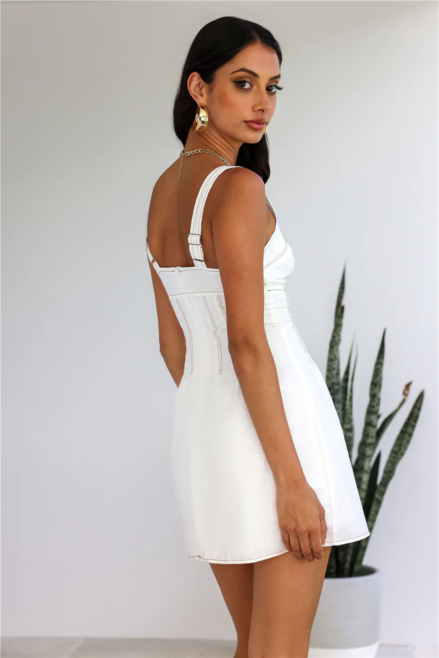 Sea Air Linen Blend Mini Dress White - luluinthesky