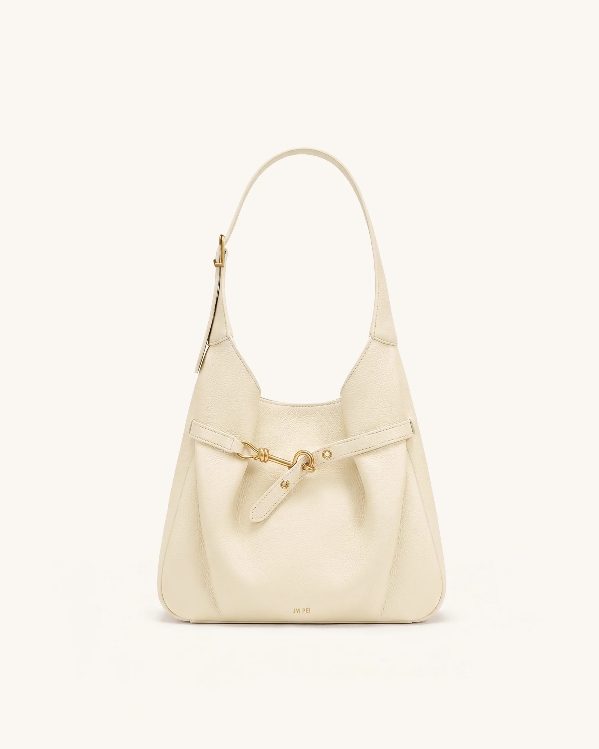 Alina Pebbled Hobo Bag - White