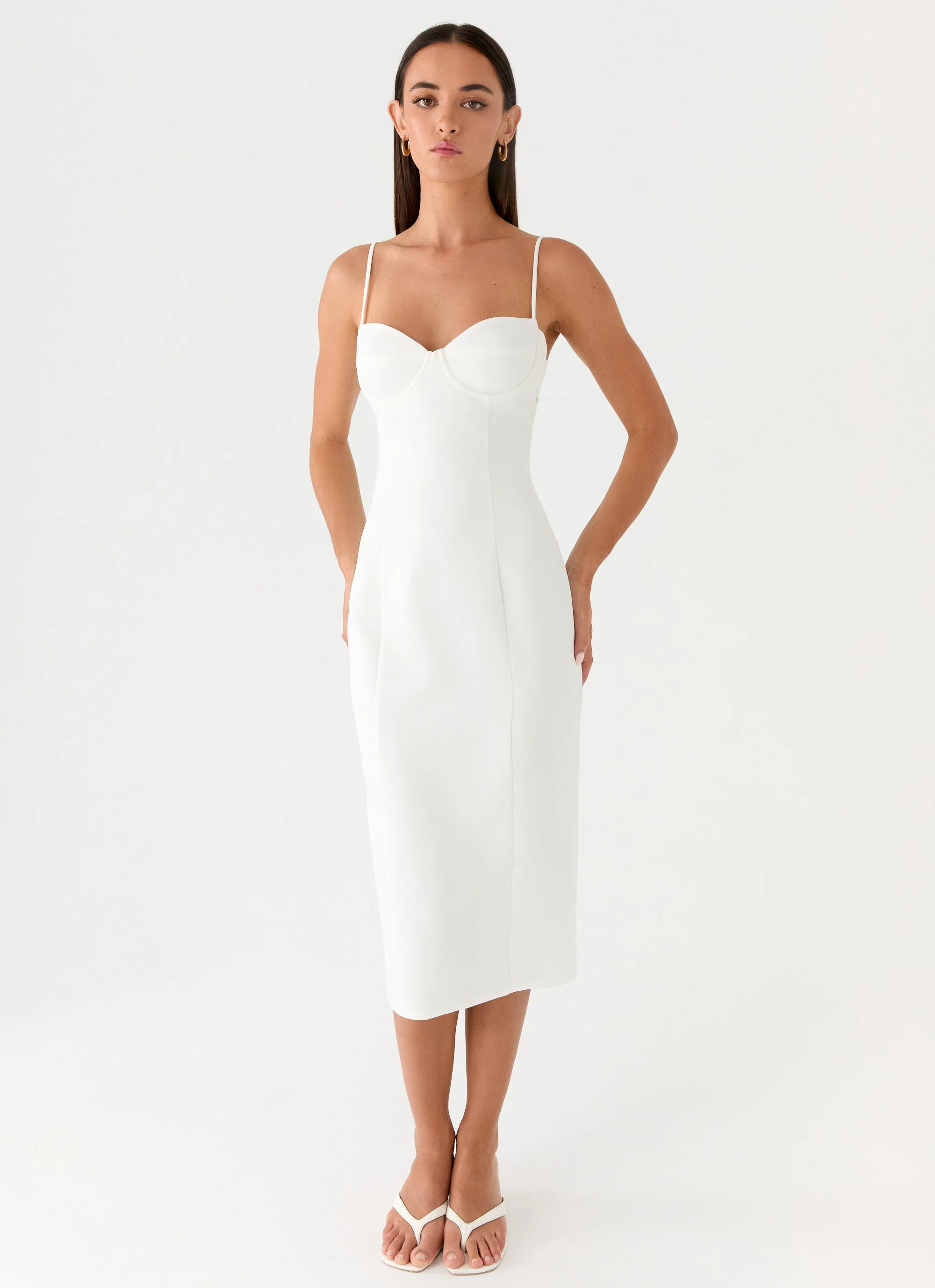 Asling Bustier Midi Dress - White