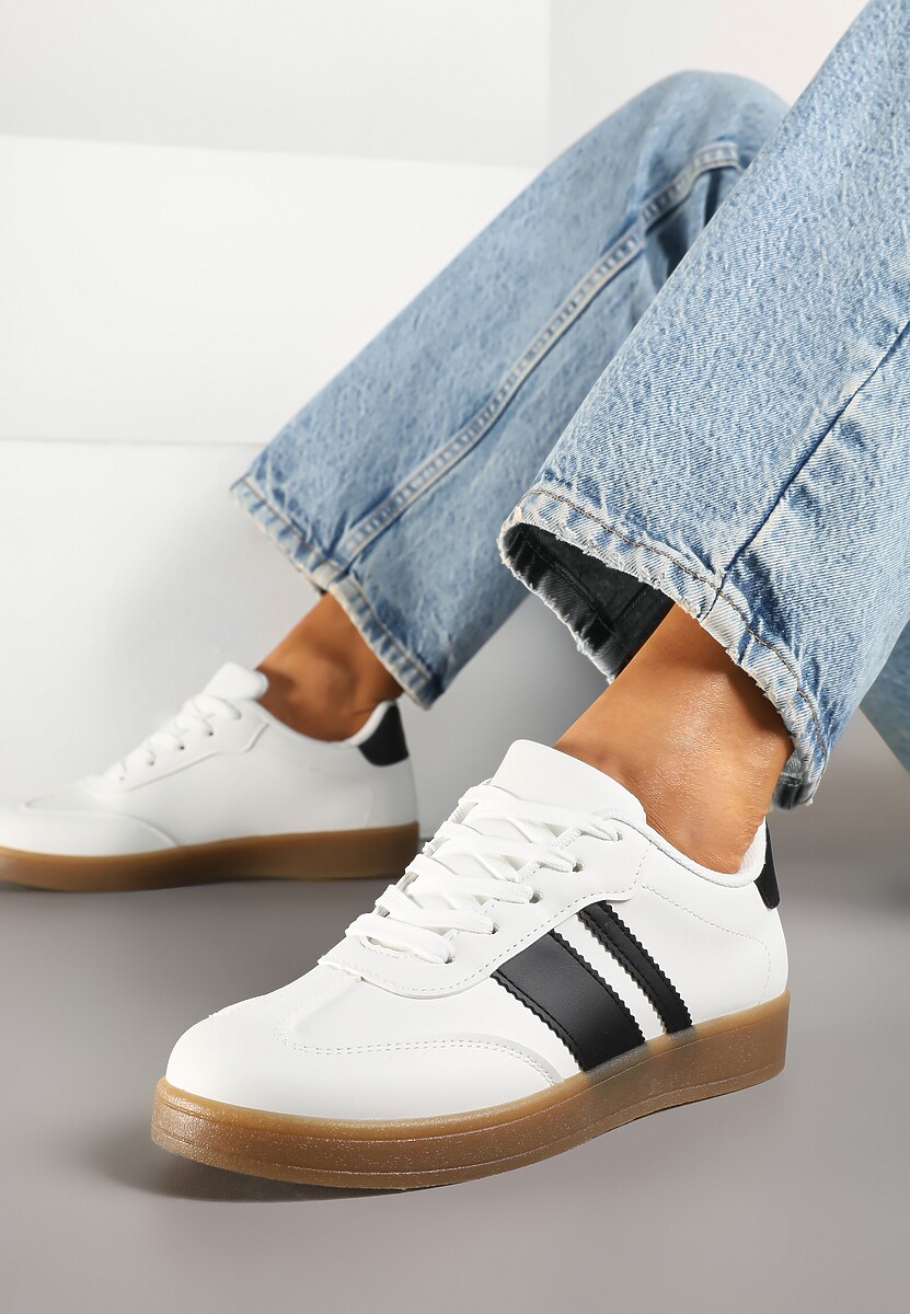 Czarne Sneakersy Typu Tenisówki Ozdobione Paskami Amolana