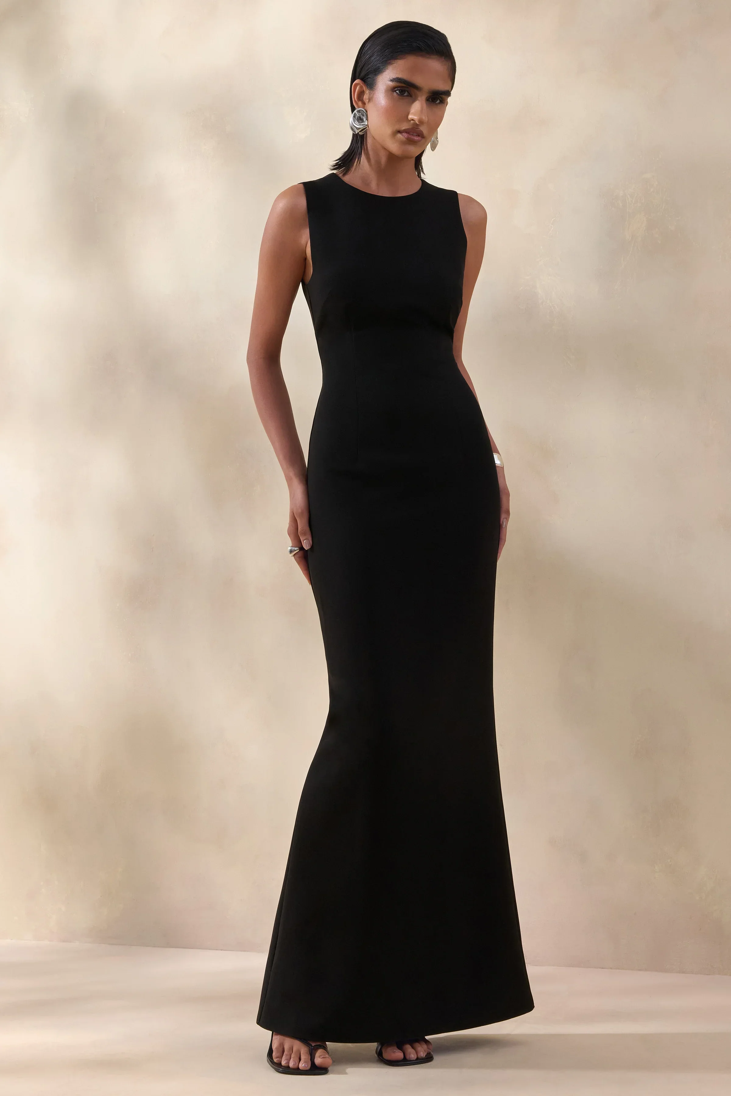 Astrelle | Black High-Neck Maxi Dress