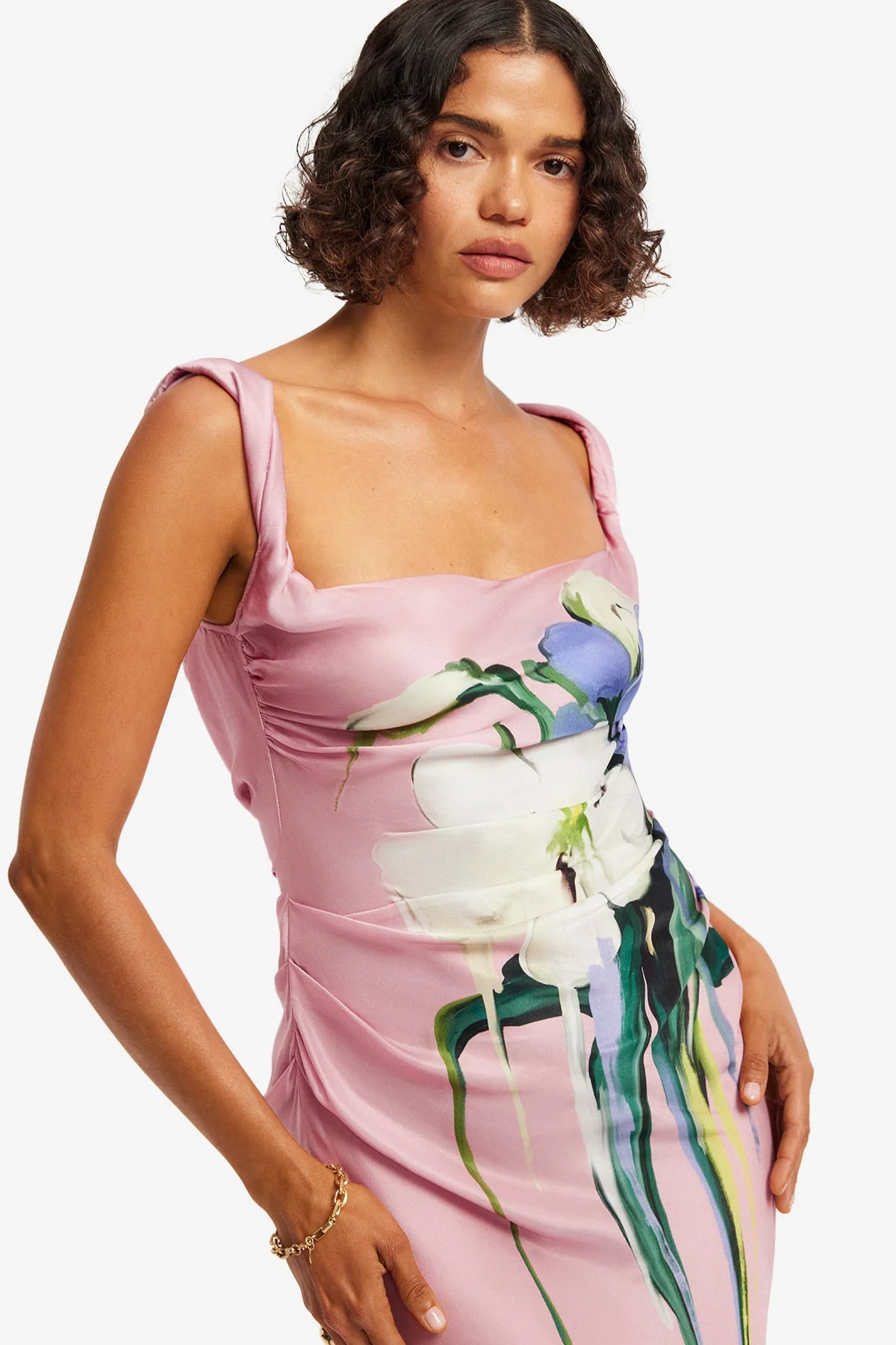Valentina Maxi Dress - Bouquet Print in Pastel Pink