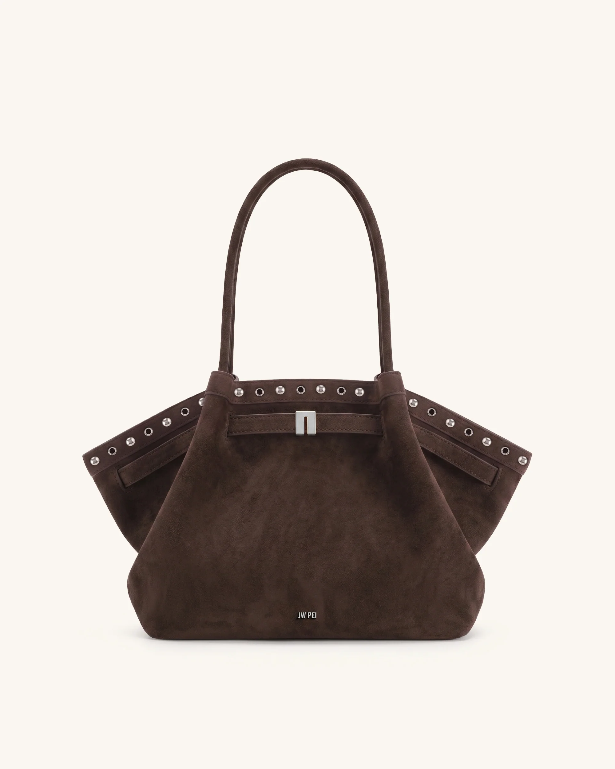 Hana Medium Faux Suede Tote Bag - Dark Chocolate Brown