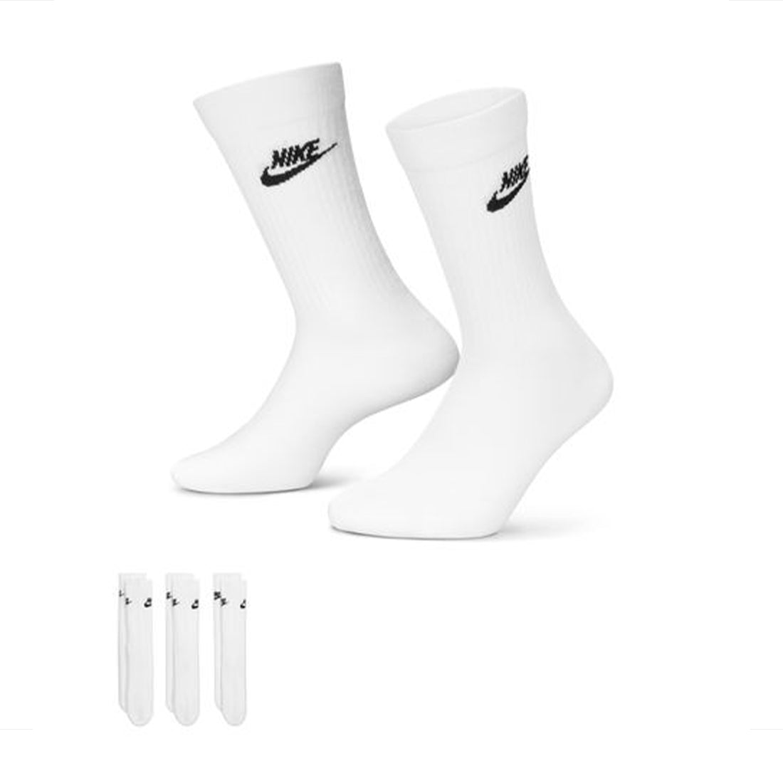 NIKE Sportswear Everyday Essential Crew Socks (3 Pairs) WHITE