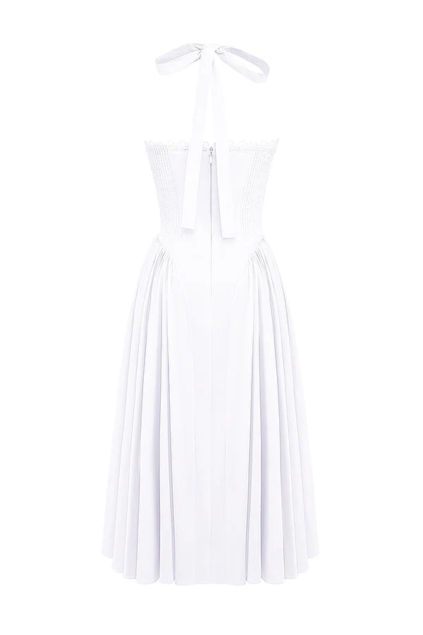 white cotton halter sundress