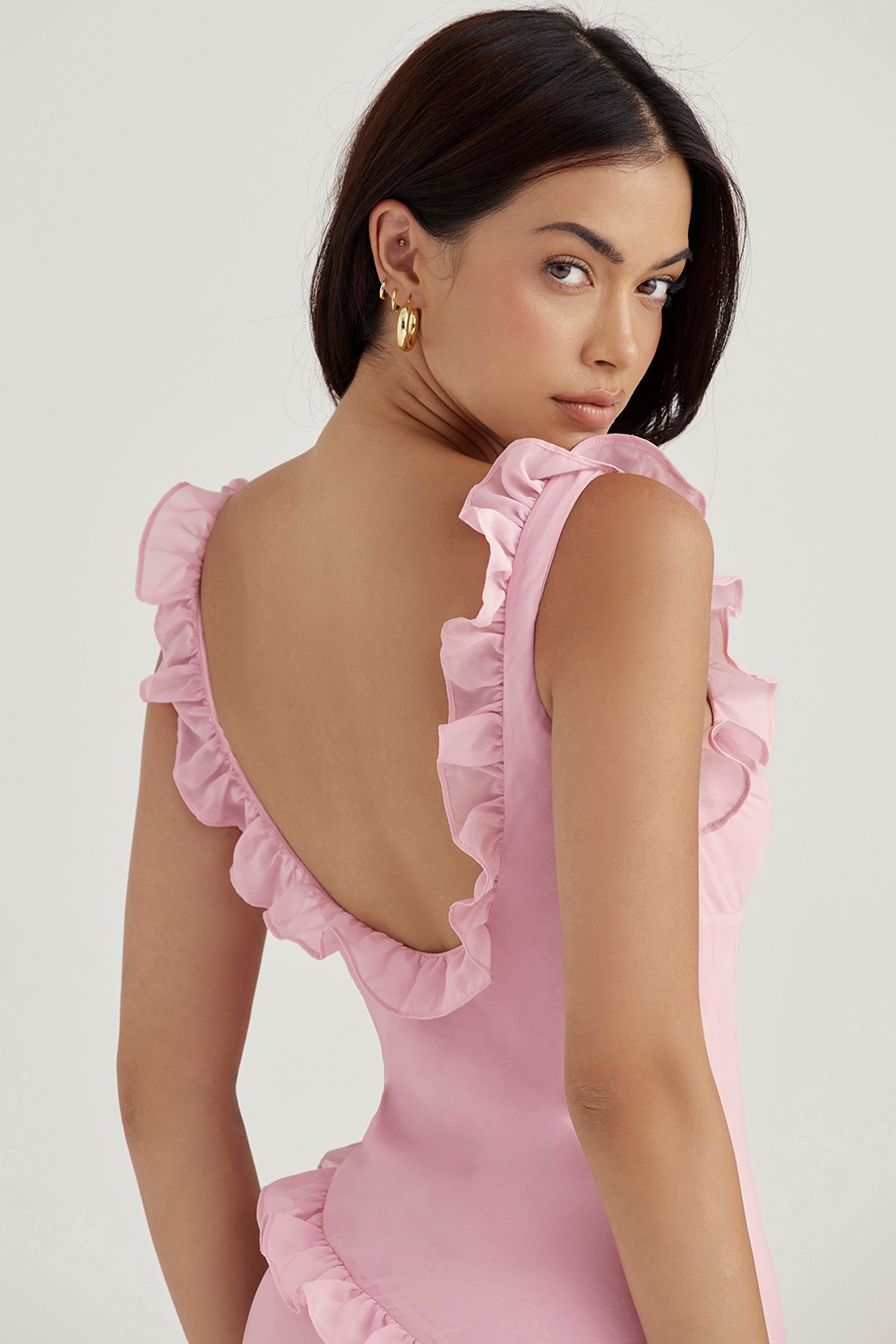 Pink Quartz Ruffle Mini Dress