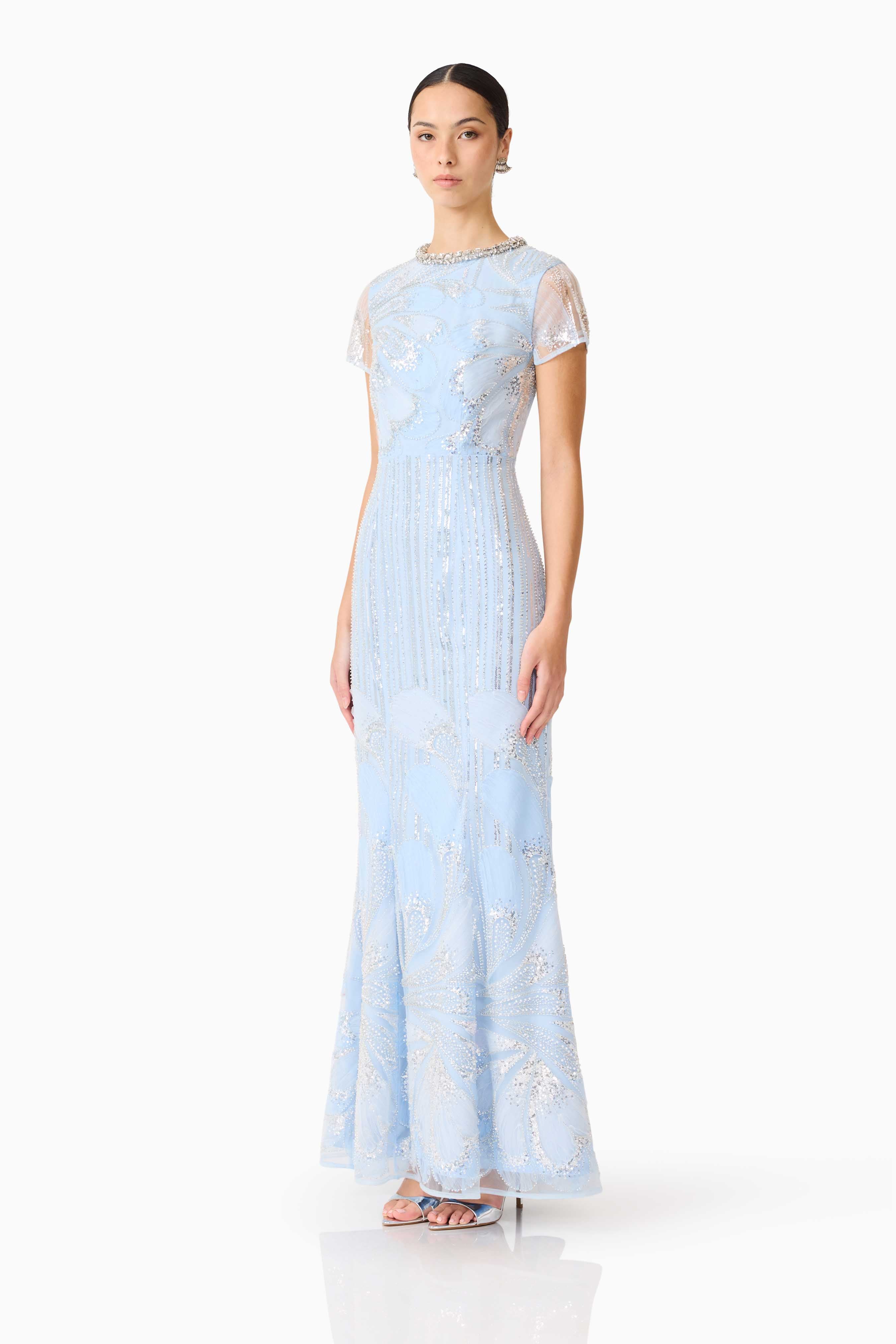 Annabelle Embellished Gown in Blue
