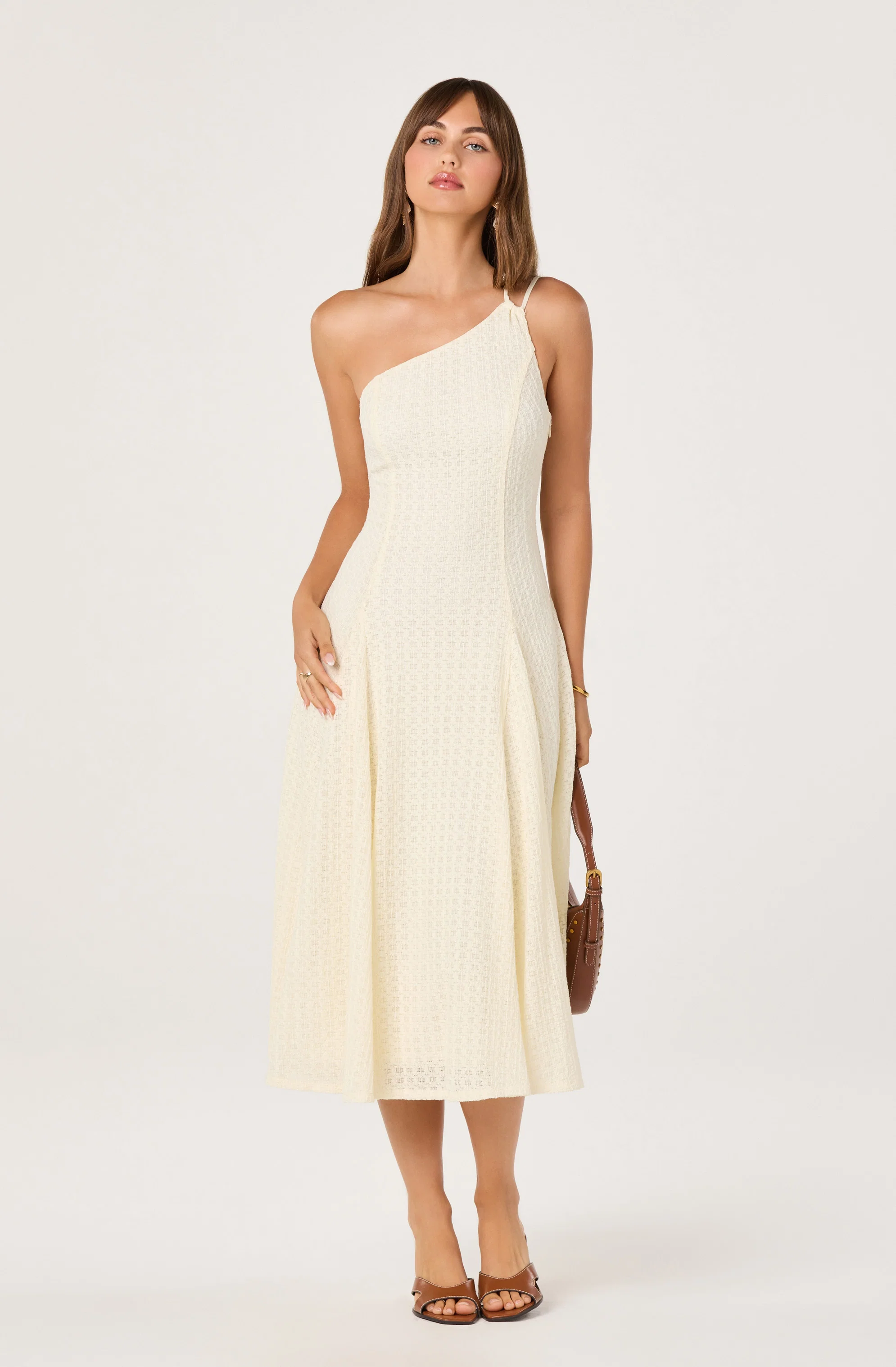 Nola One-Shoulder Knit Midi Dress