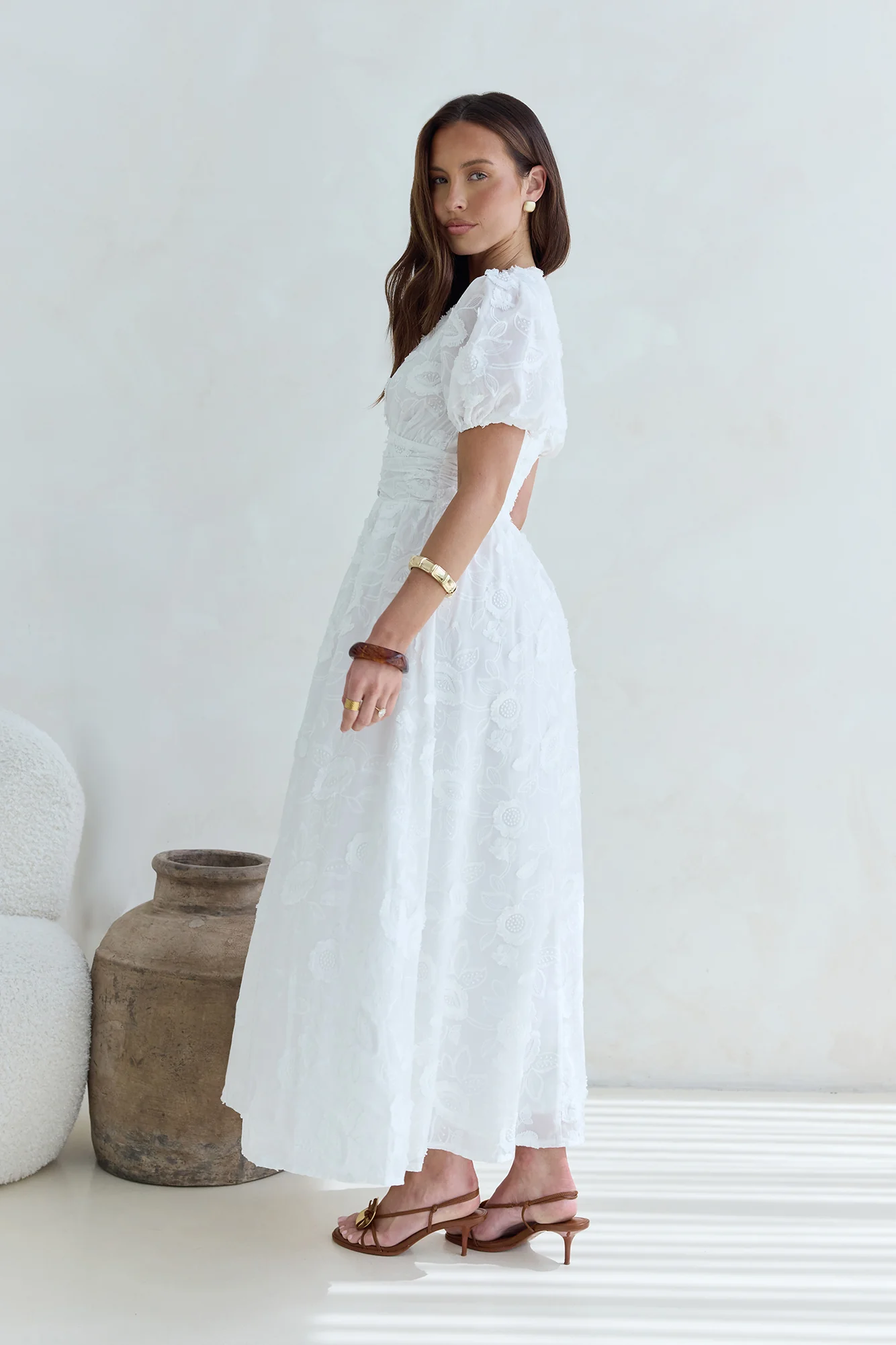 Busy Bee Maxi Dress White - luluinthesky
