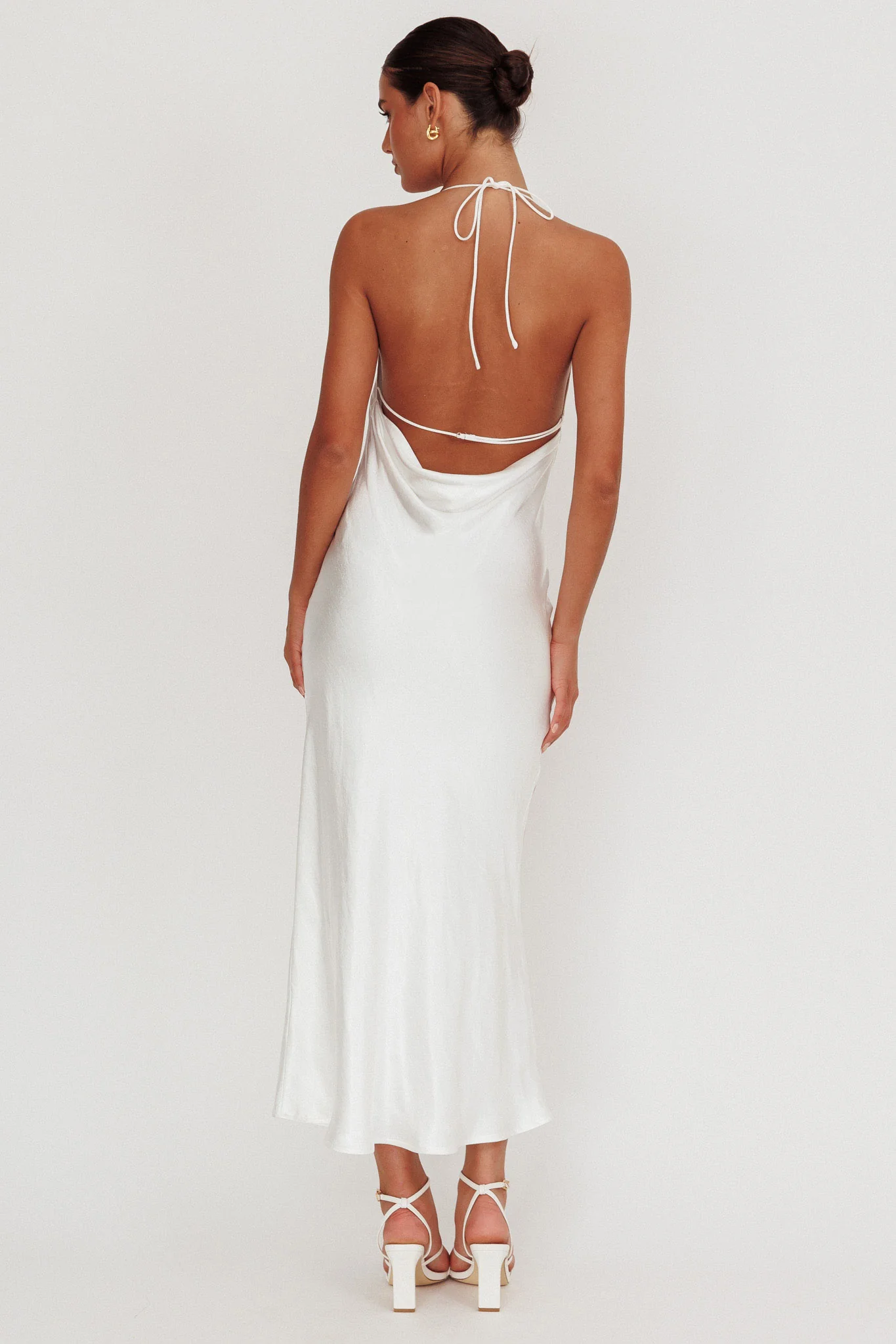 Seren Backless Cowl Neck Maxi Dress White - luluinthesky