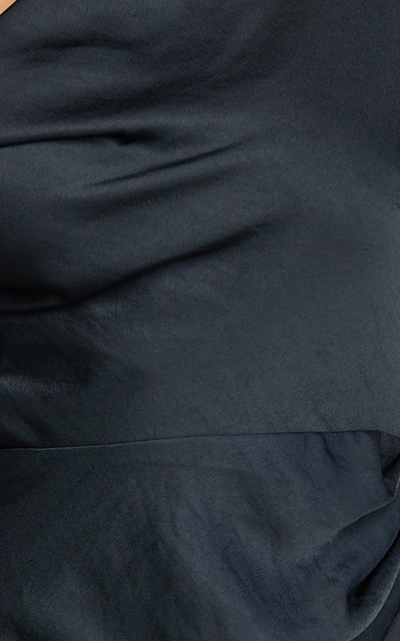 Lira Midi Dress - One Shoulder Satin Dress in Navy