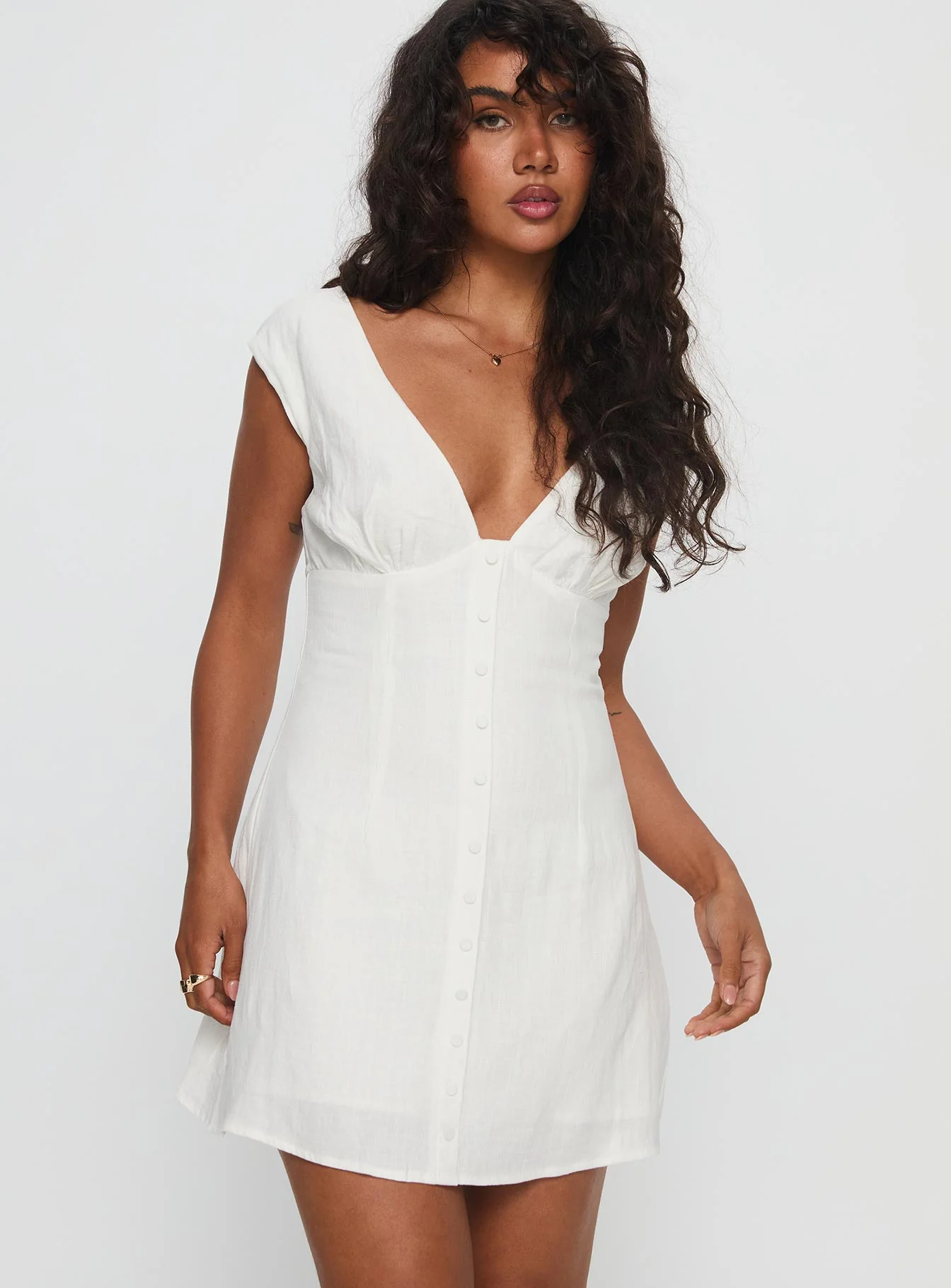 Lover Like Me Linen Mini Dress White - luluinthesky