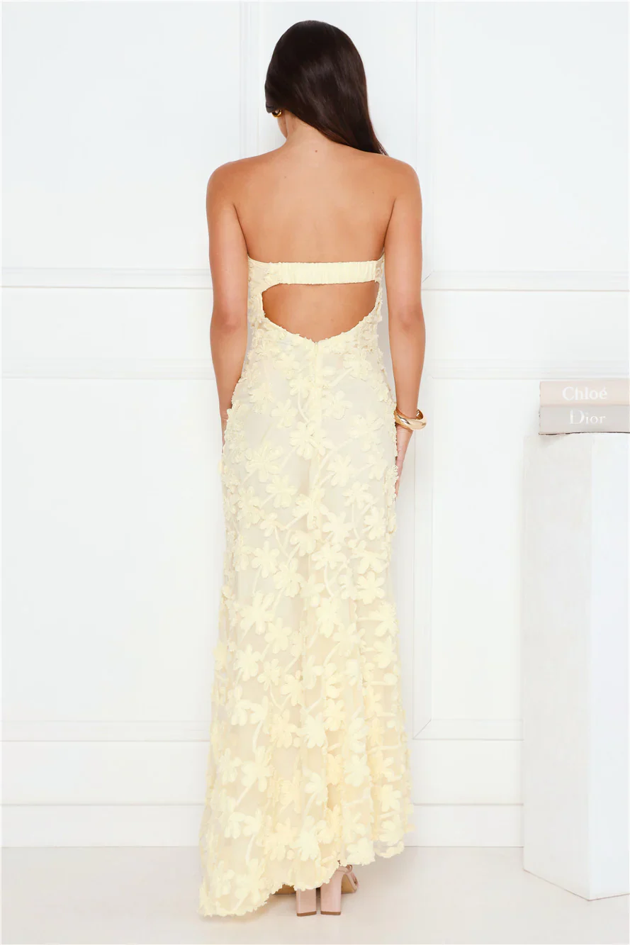 Urban Petal Strapless Maxi Dress Yellow - luluinthesky