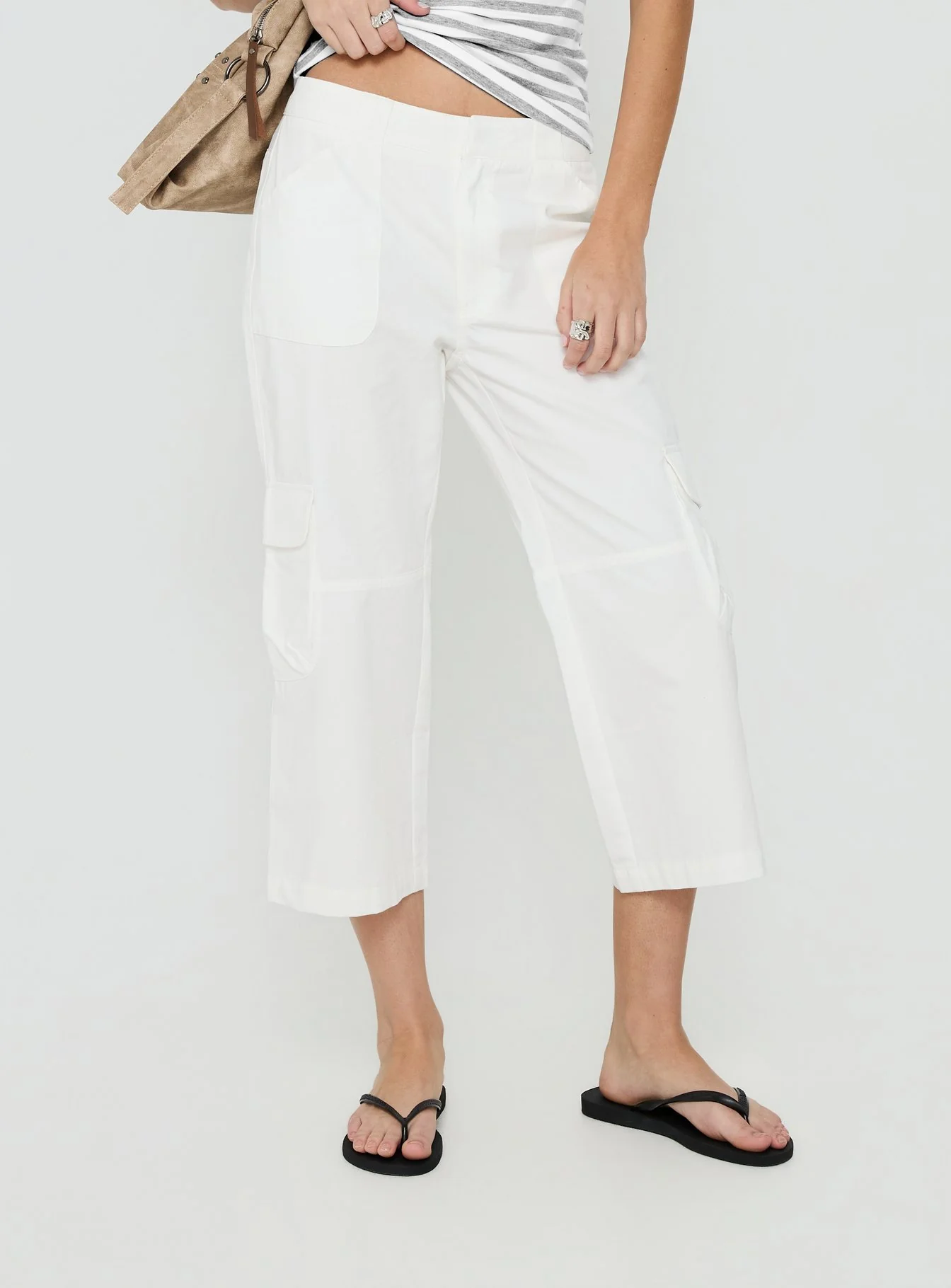 Indee Cropped Cargo Pants White