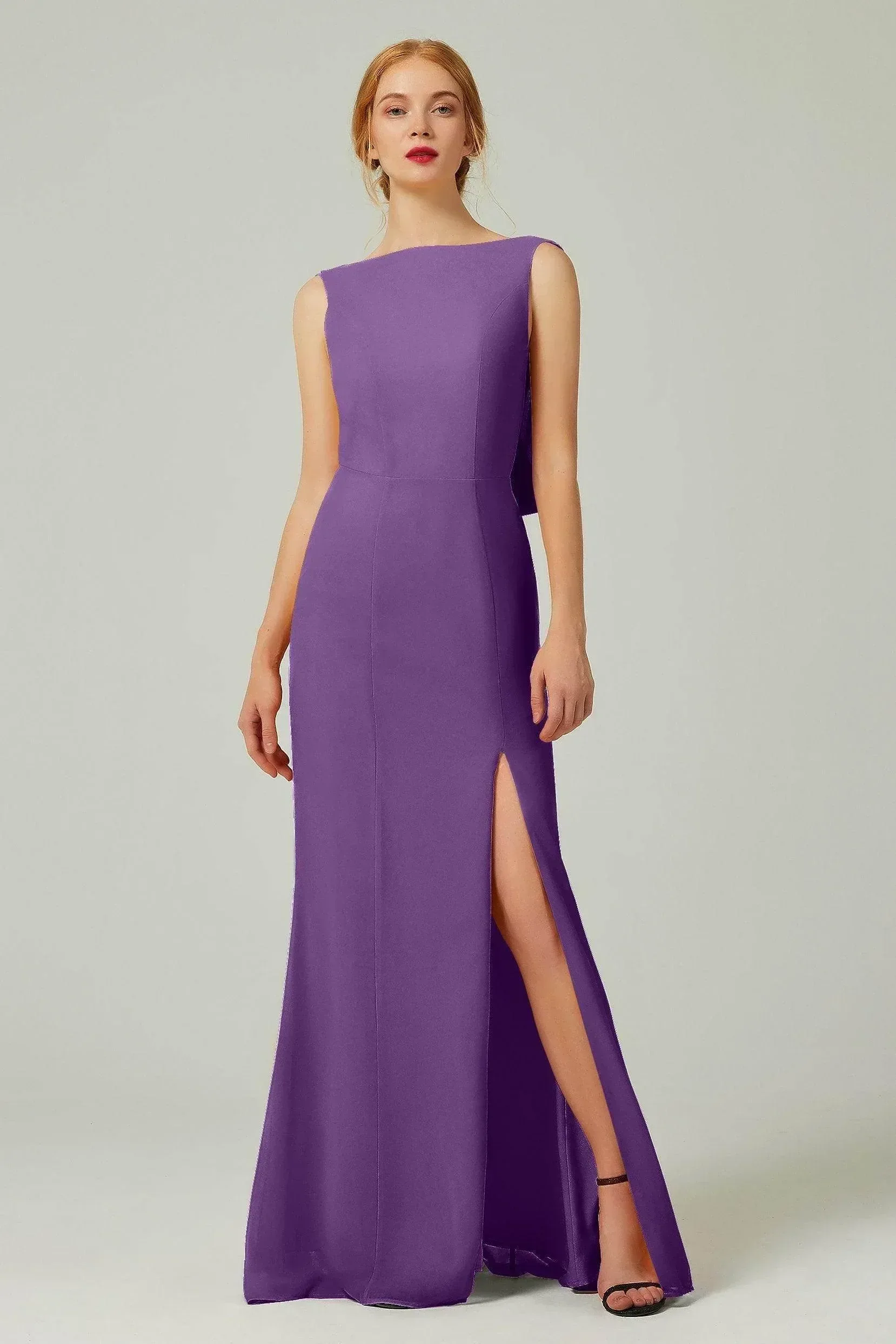 Sheath-Column Sweep-Brush Chiffon Bridesmaid Dress Formal Dresses CB0310