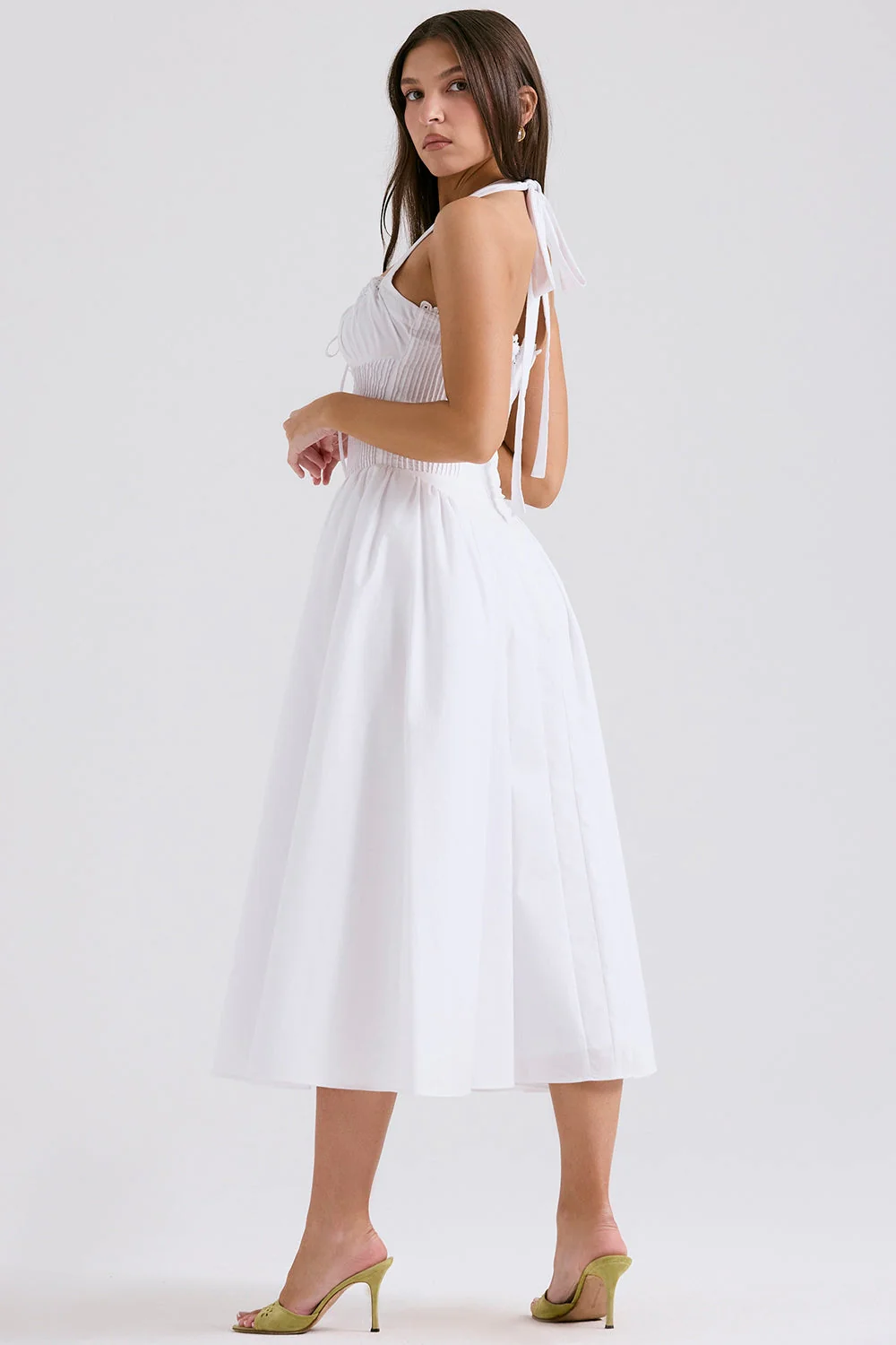 white cotton halter sundress