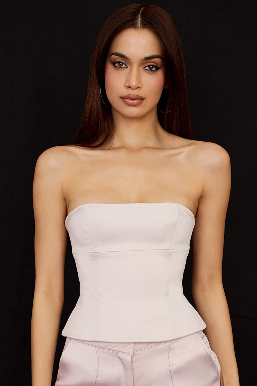crystal satin strapless corset