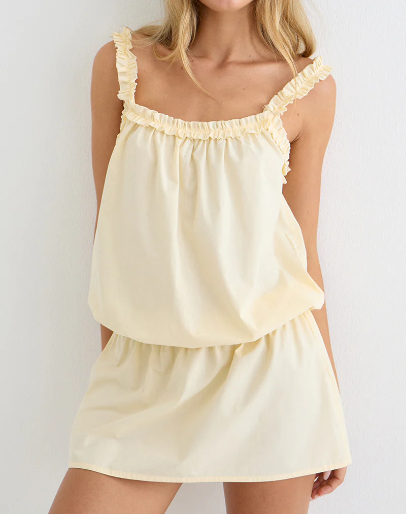Shasta Mini Dress in Poplin Buttermilk