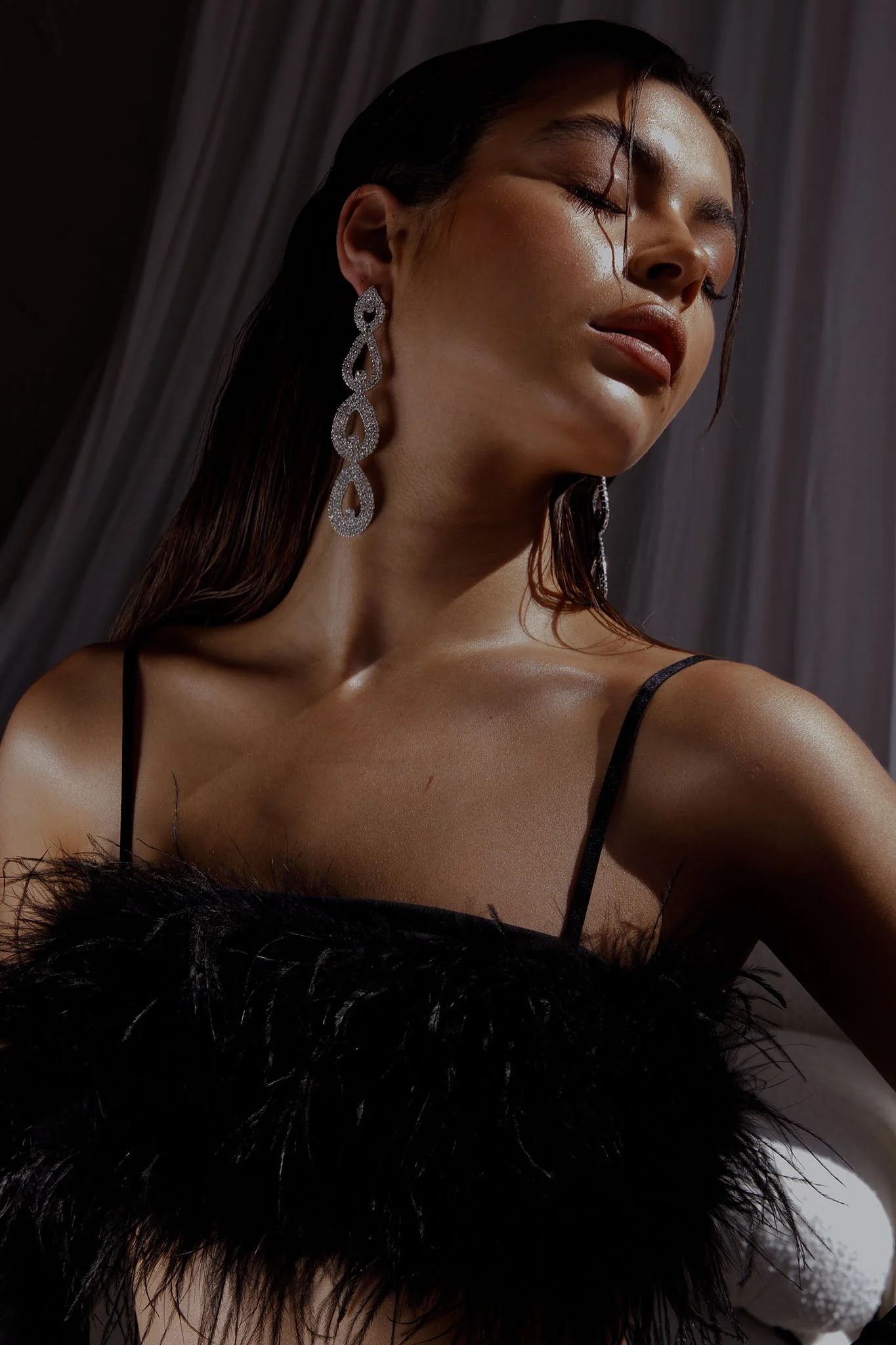 Royale Diamante Pear Drop Earrings Silver