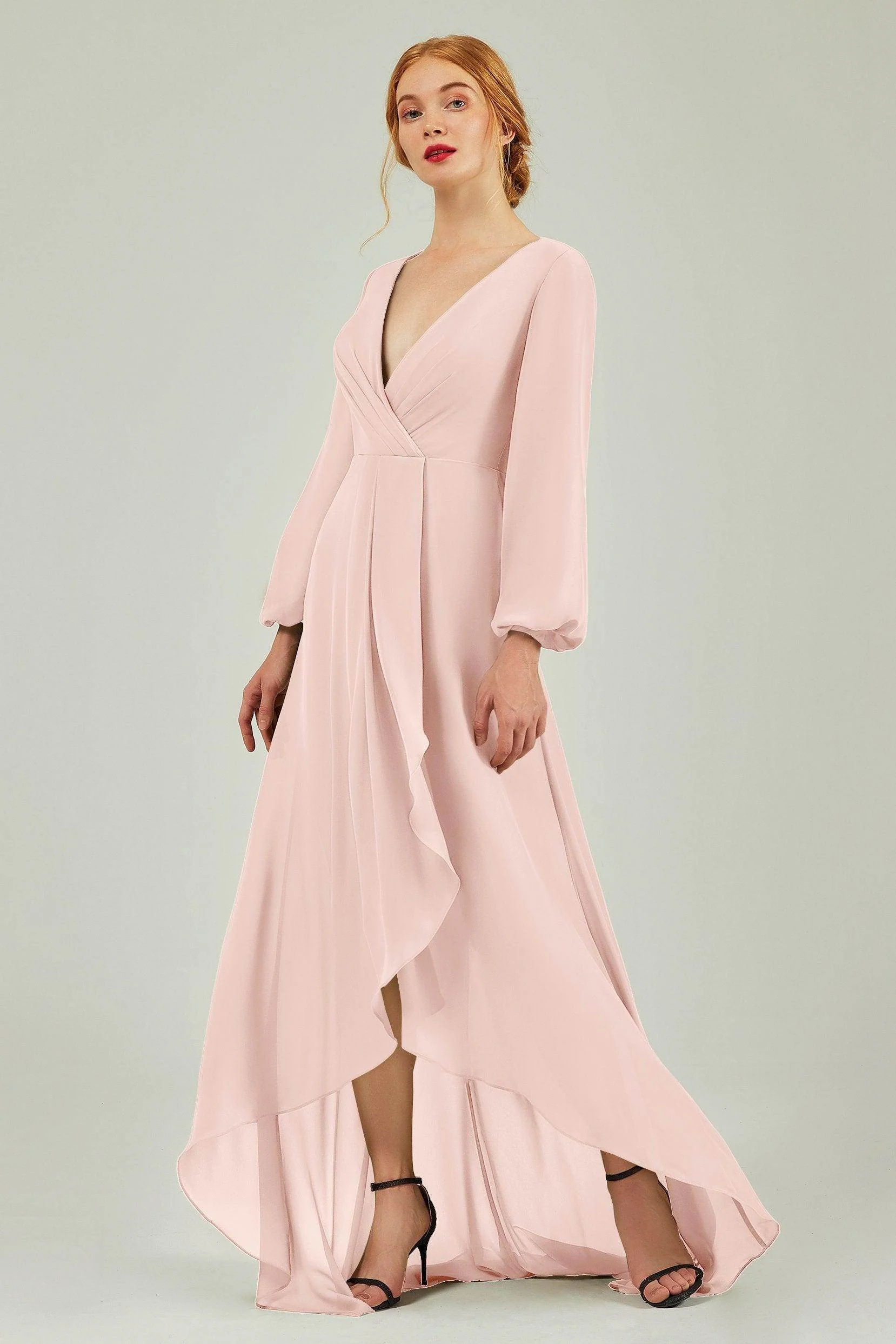 Asymmetrical Sweep-Brush Chiffon Bridesmaid Dress Formal Dresses CB0239