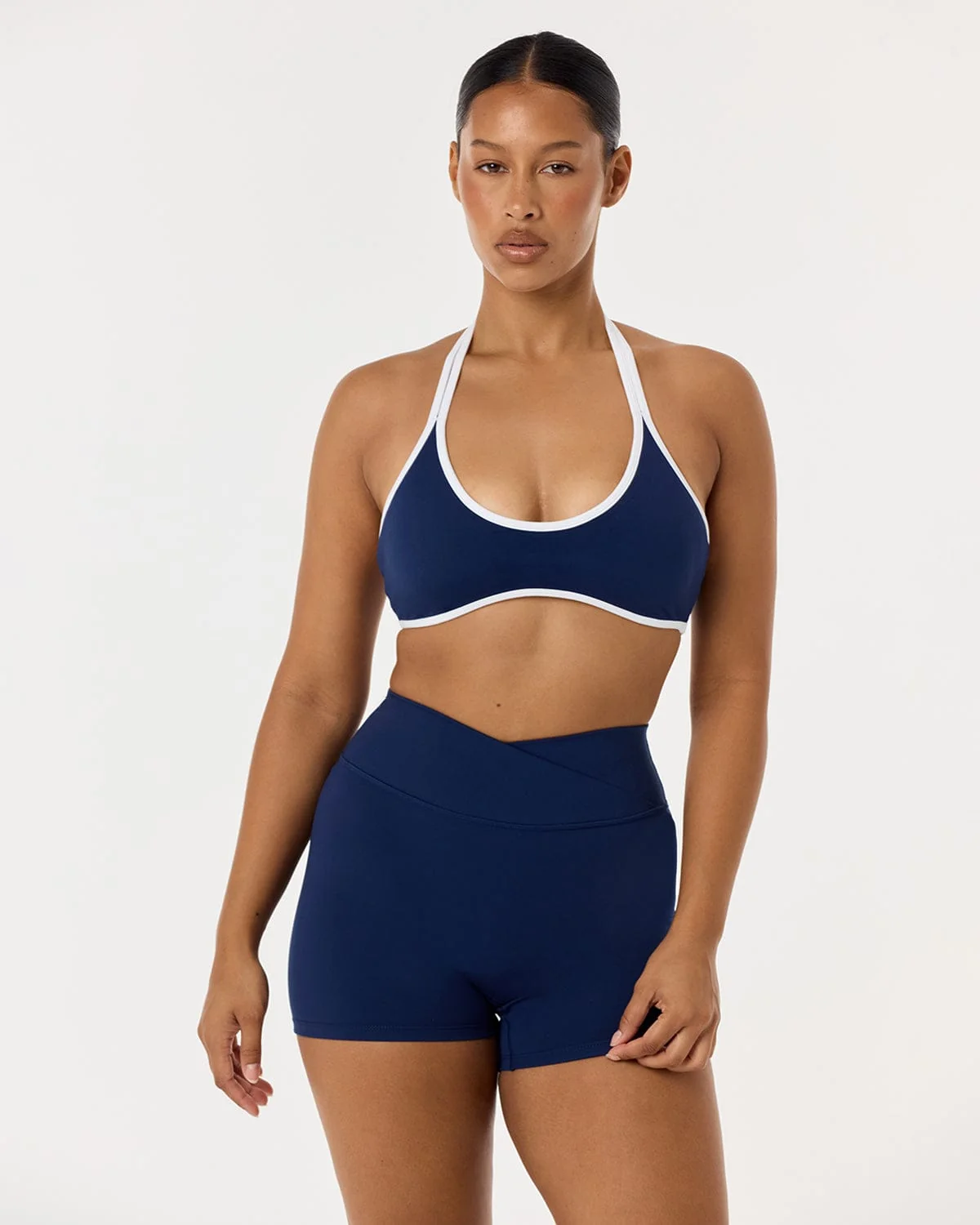 Serenity Halter Crop | Navy Two Tone