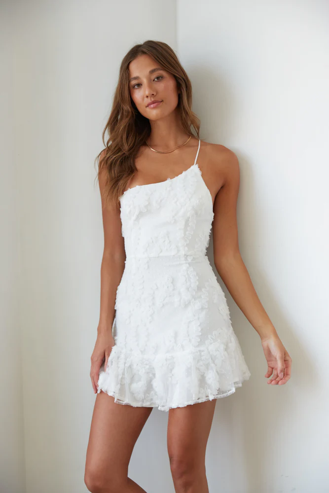 Livia One Shoulder Lace Mini Dress - luluinthesky