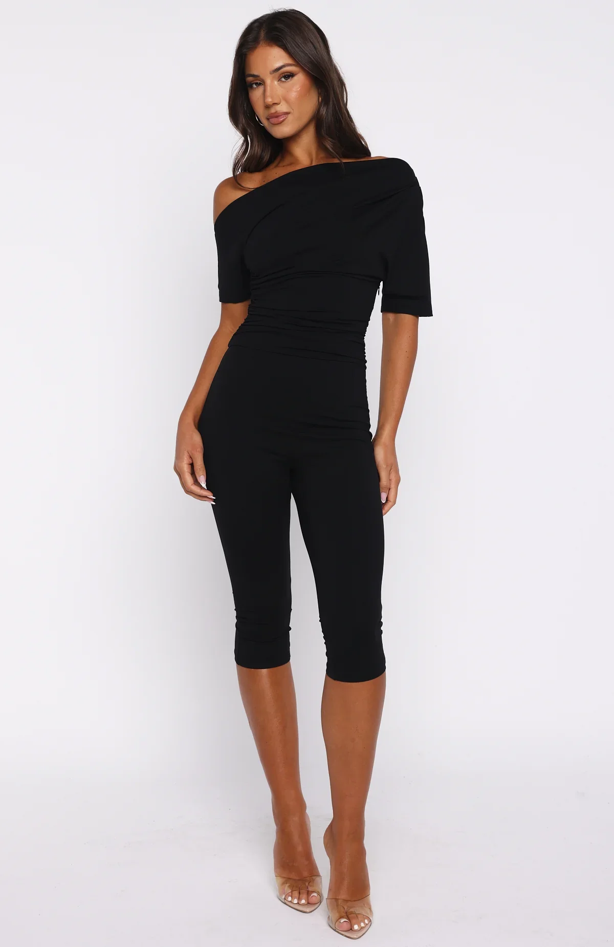 Brunch Dates Off Shoulder Jumpsuit Black
