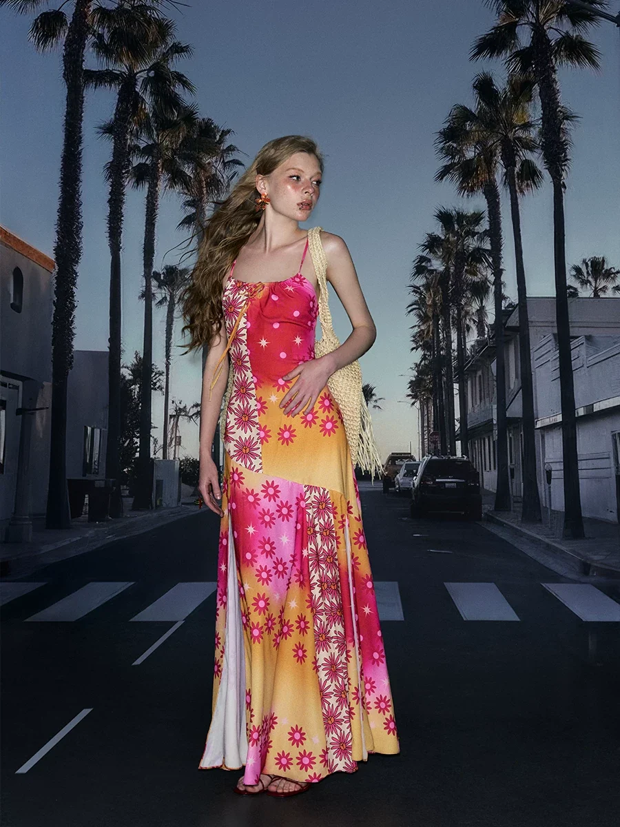 Printed Slit Maxi Dress