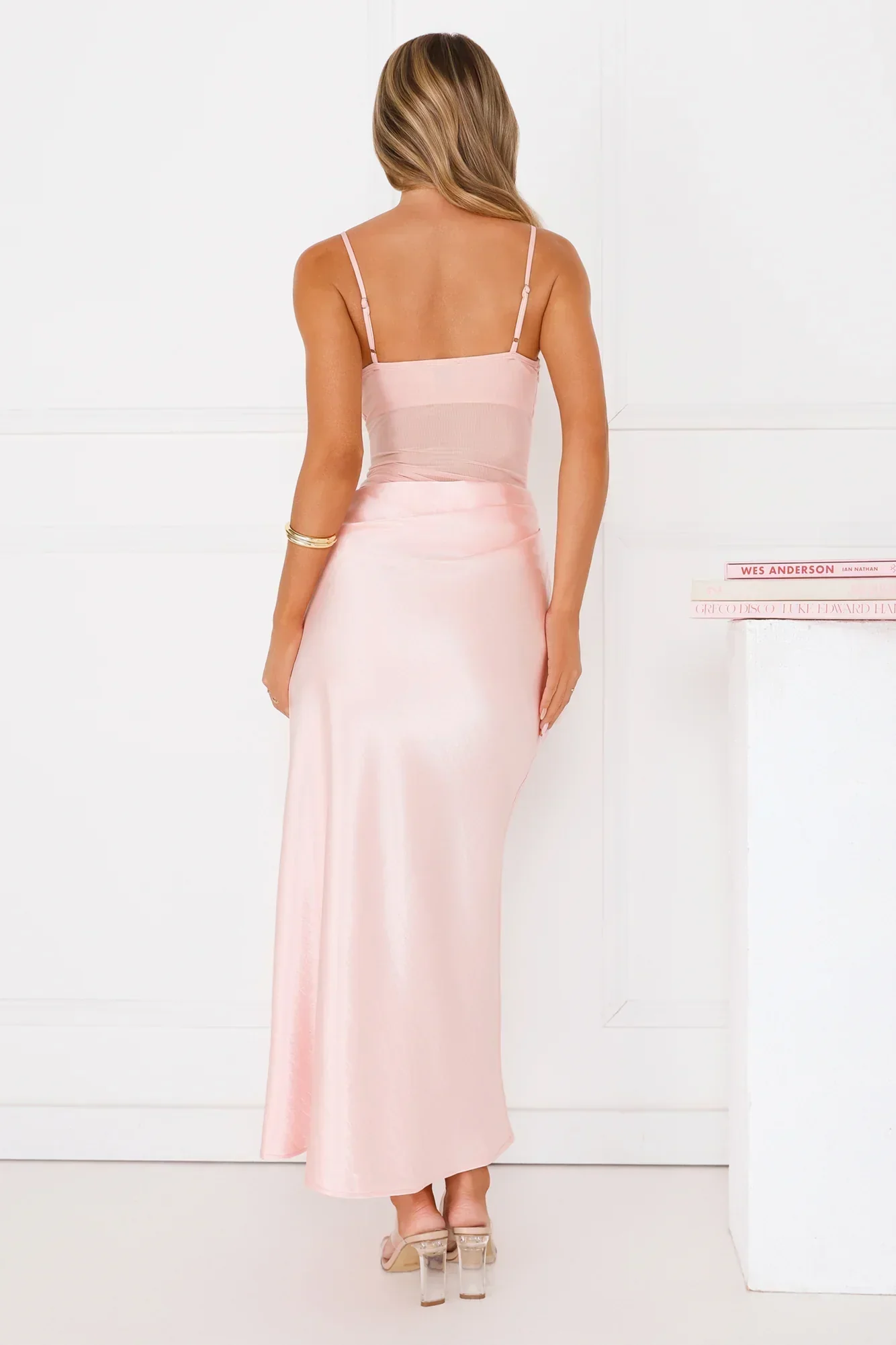 Rule The Glow Satin Mesh Maxi Dress