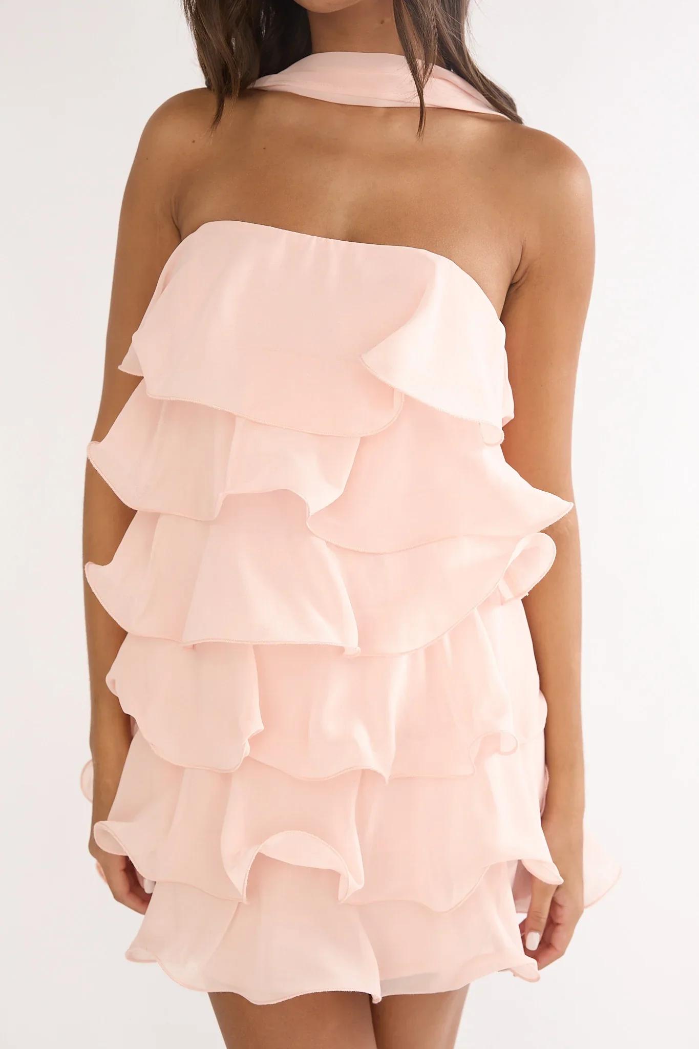 Love Note Strapless Layered Mini Dress Pink