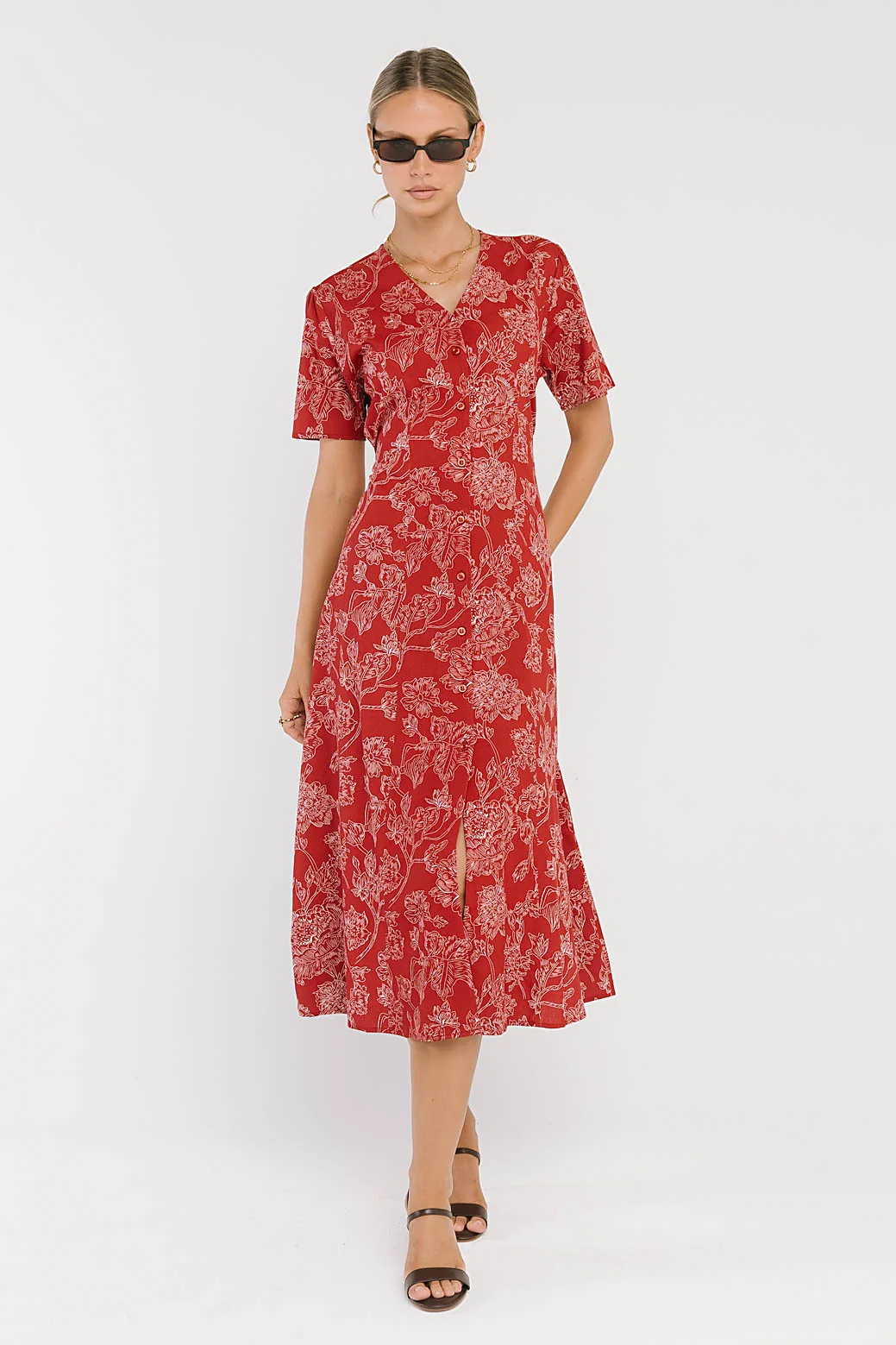 Lorie Maxi Dress in Rust