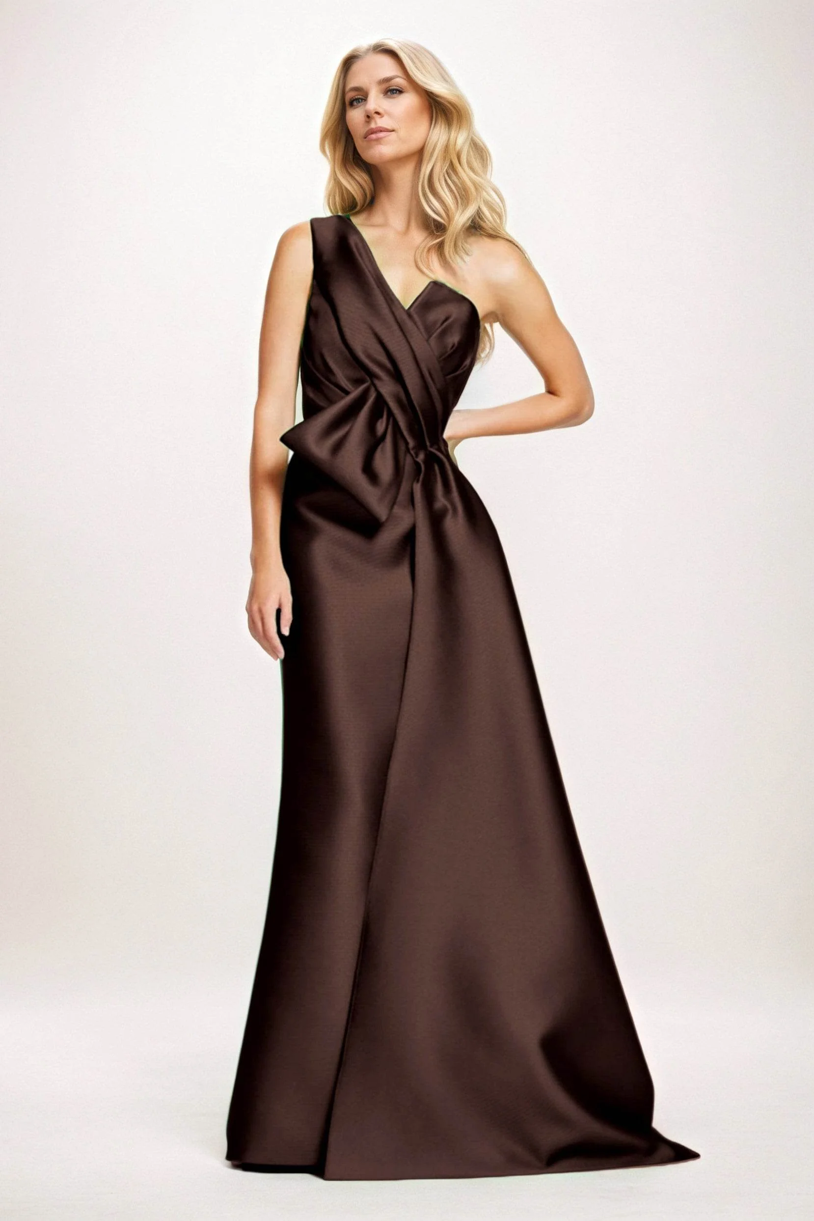 Sheath-Column Maxi Satin Mother of the Bride Dresses CM0410