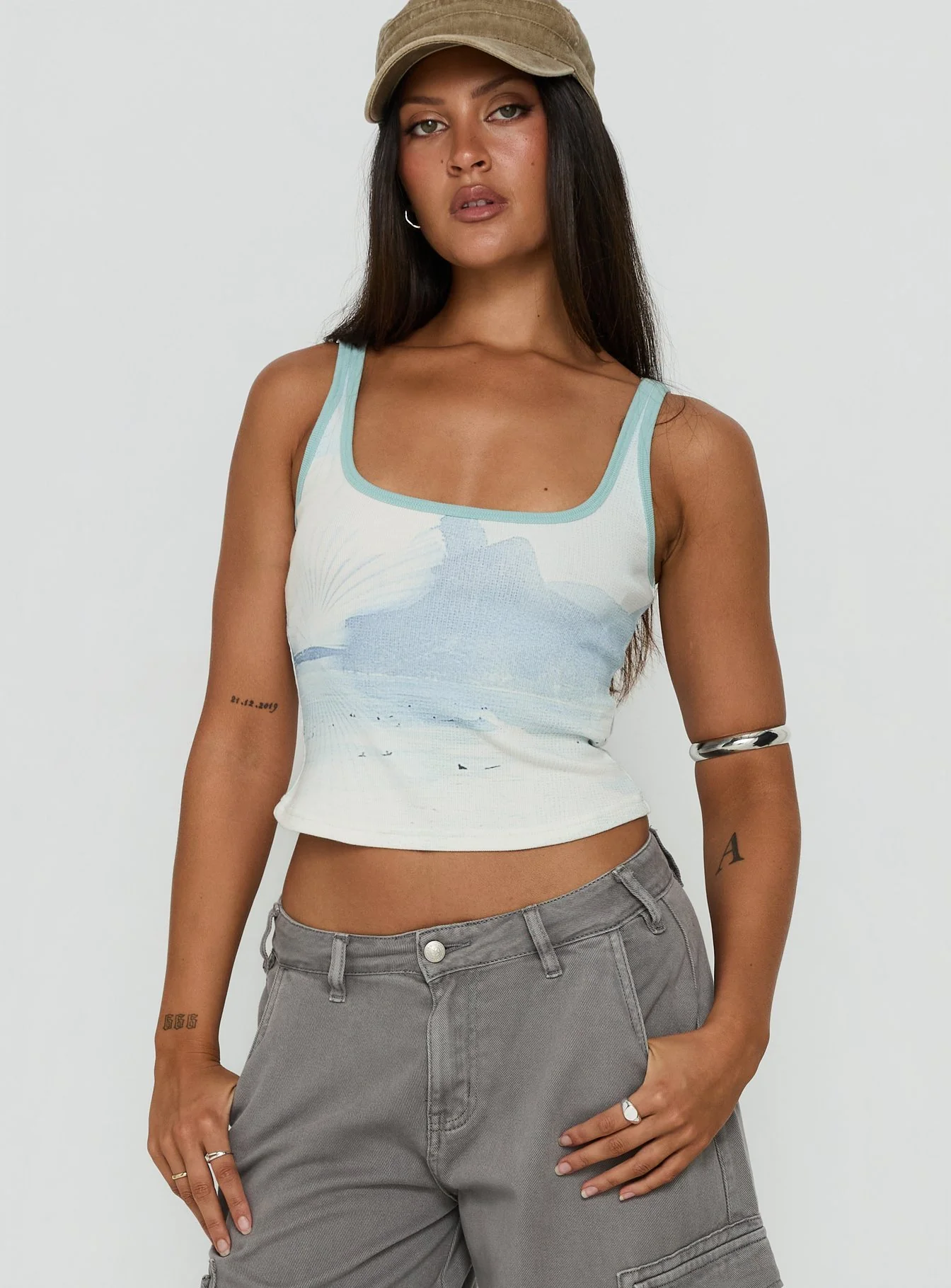 Soft Ember Graphic Tank Top Blue