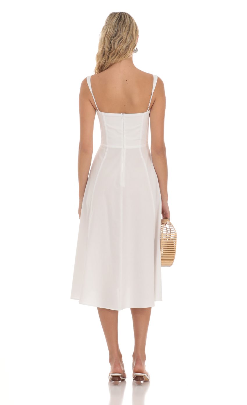 Corset A-line Midi Dress in White
