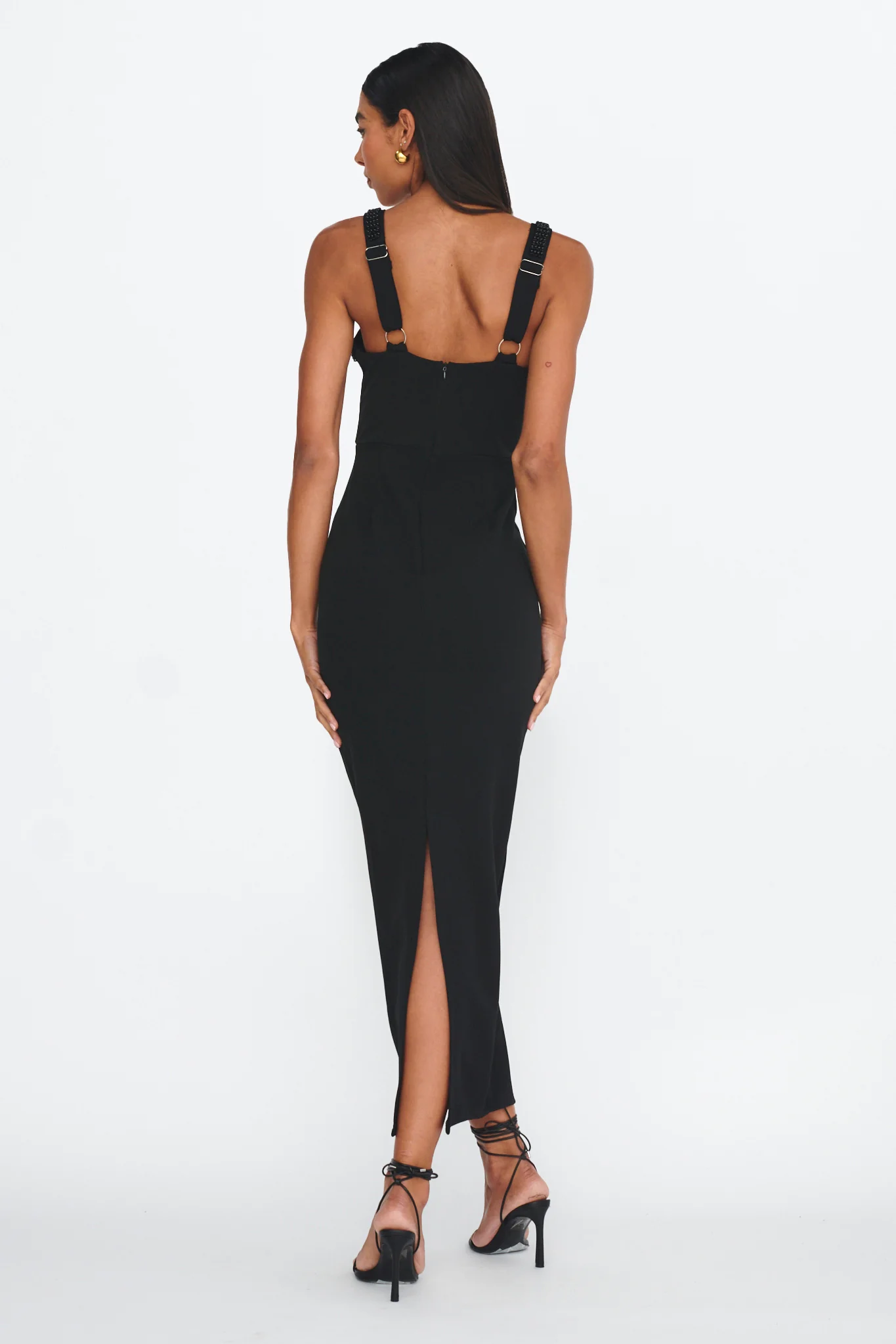 Emina Bead Trim Maxi Dress Black