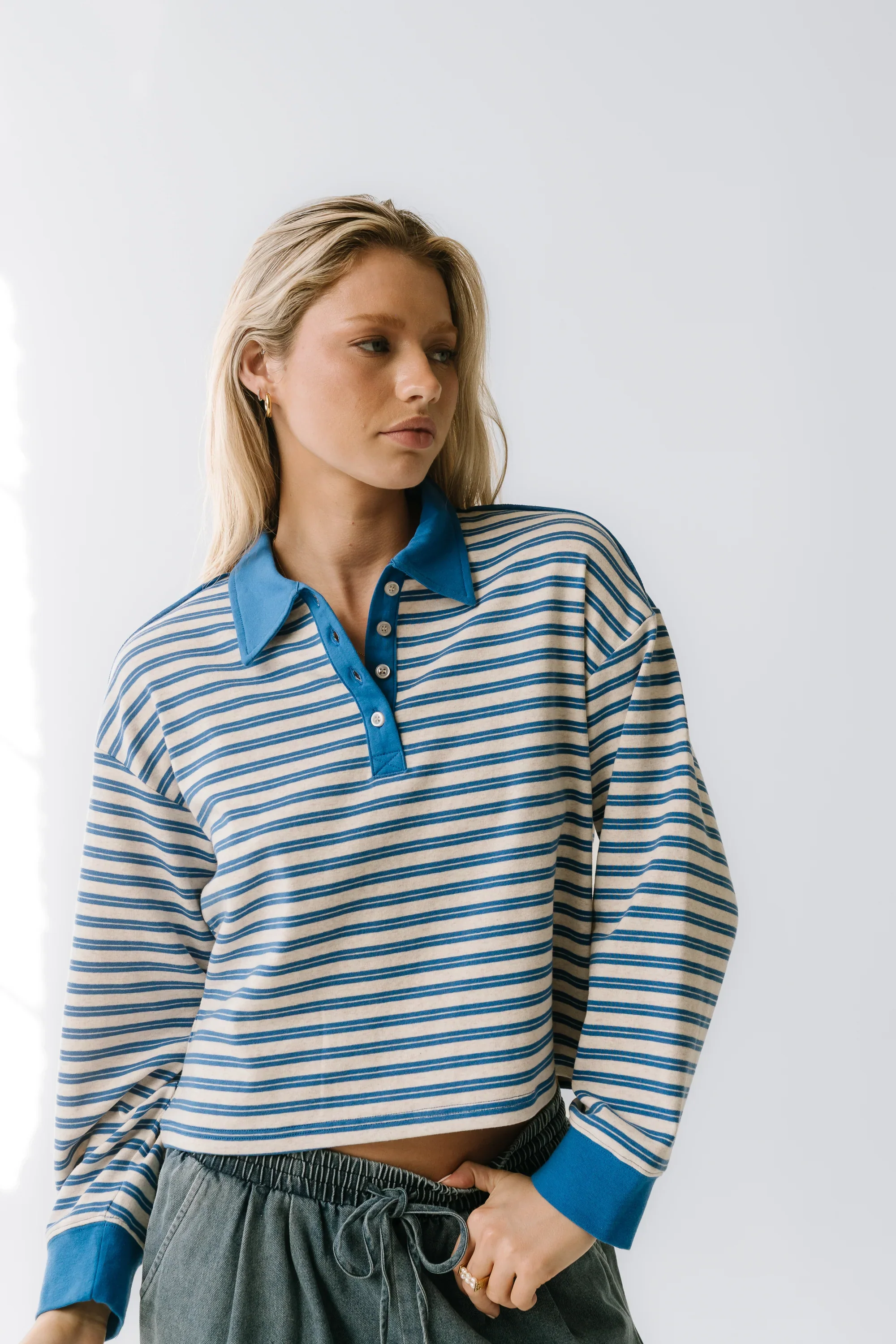 Kessie Striped Top in Blue