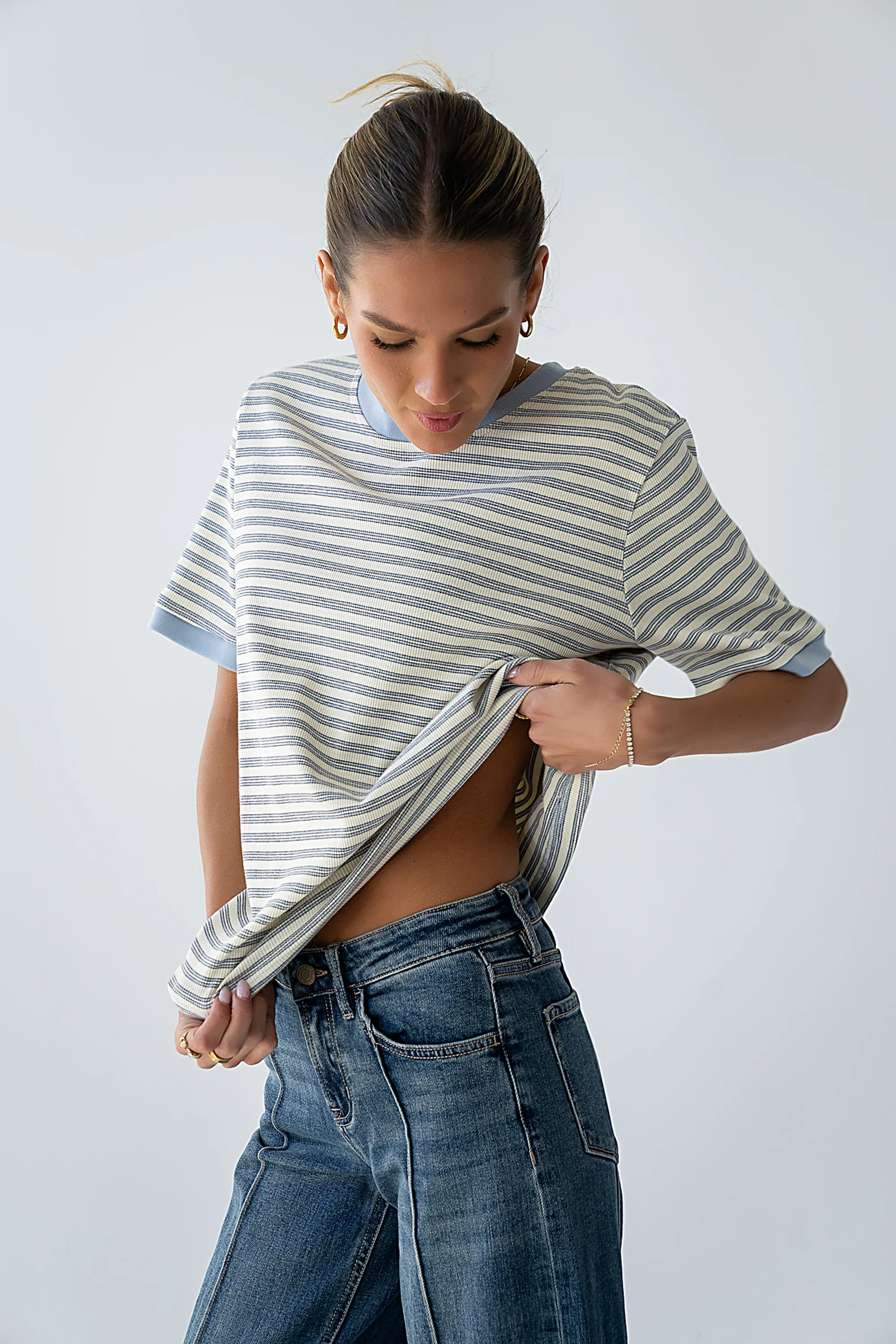 Jenna Striped Top in Blue